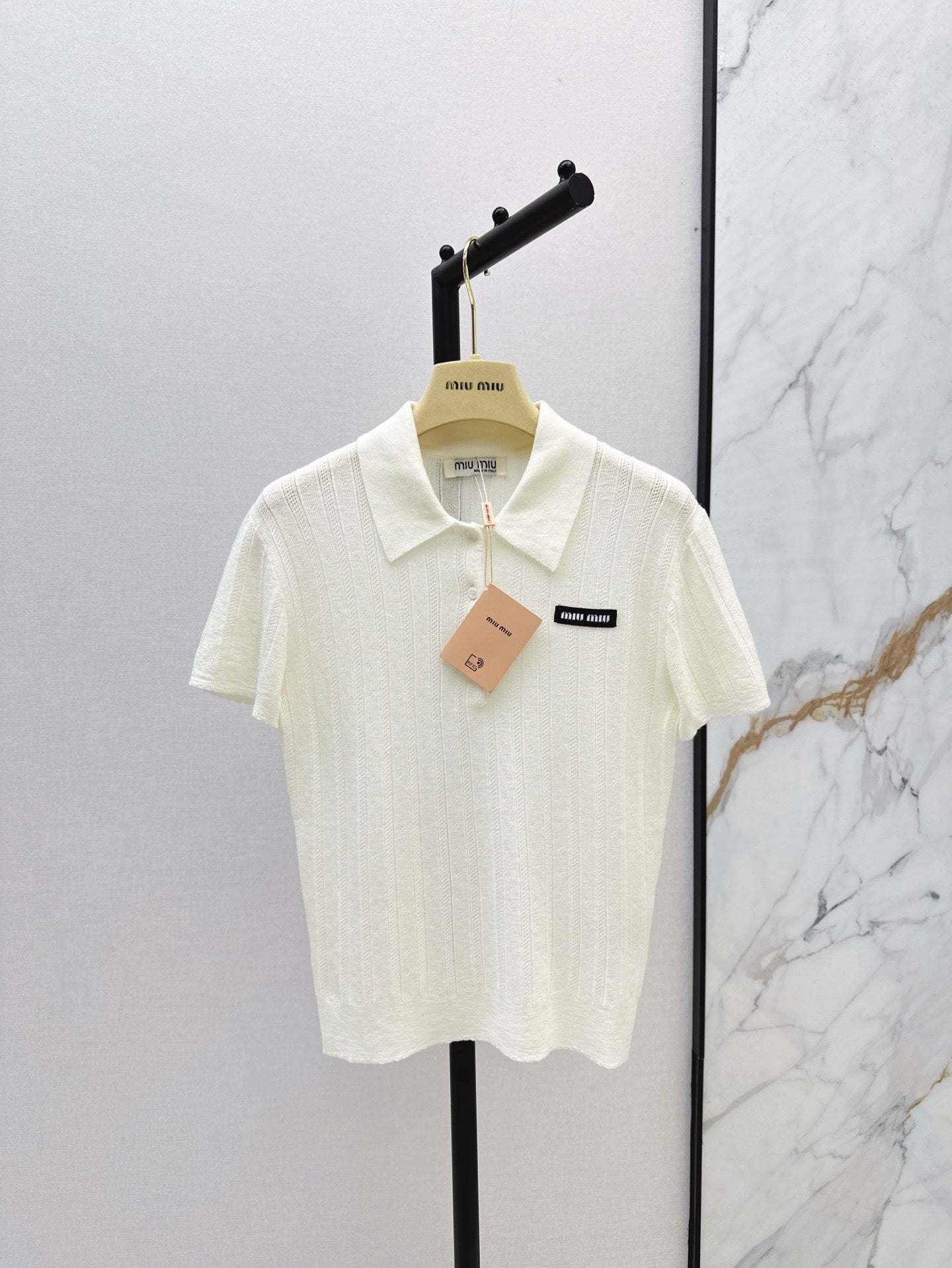 miu 25ss knitted polo shirt