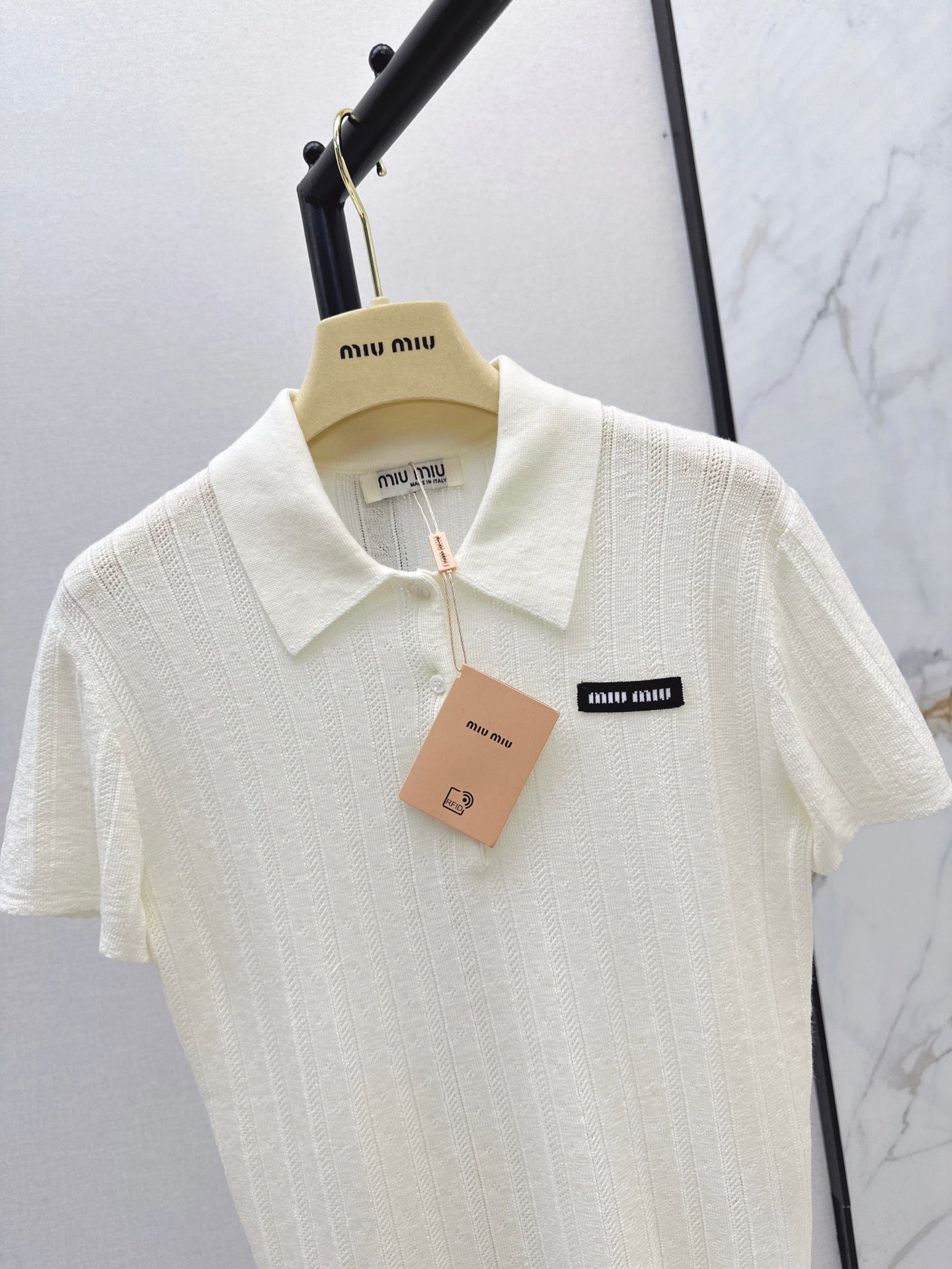miu 25ss knitted polo shirt