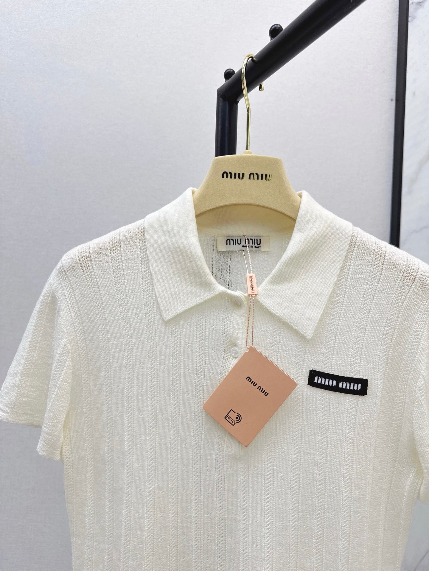 miu 25ss knitted polo shirt
