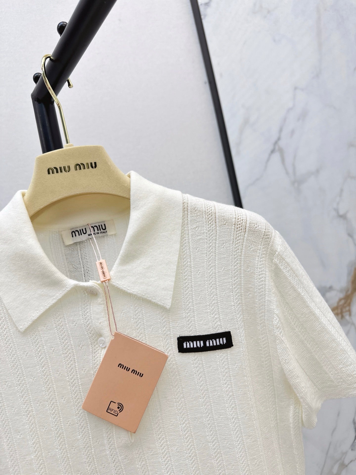 miu 25ss knitted polo shirt