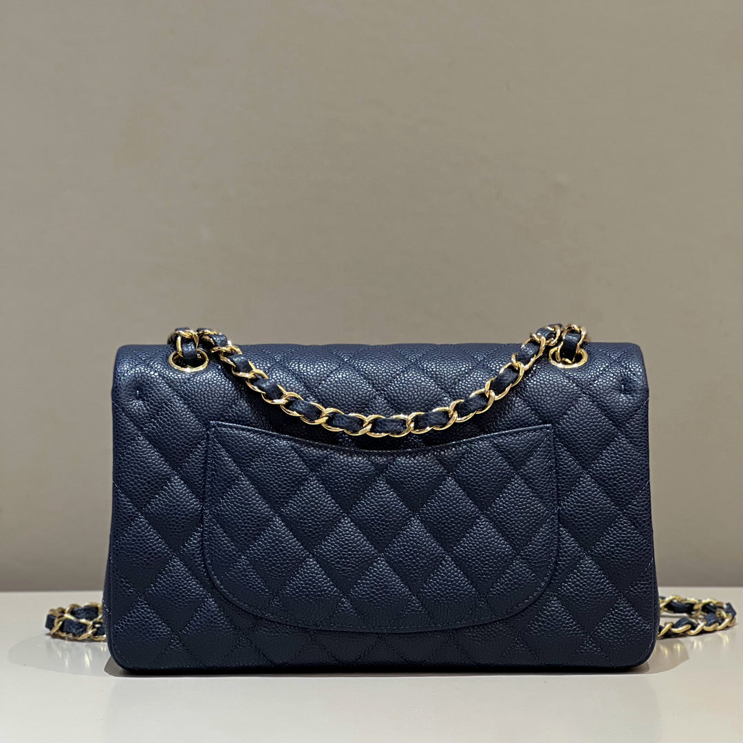CH CLASSIC 11.12 HANDBAG 25.5 Grained Calfskin Navy Blue