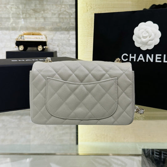 CH  MINI CLASSIC HANDBAG 20 Small Grained Calfskin Light Grey
