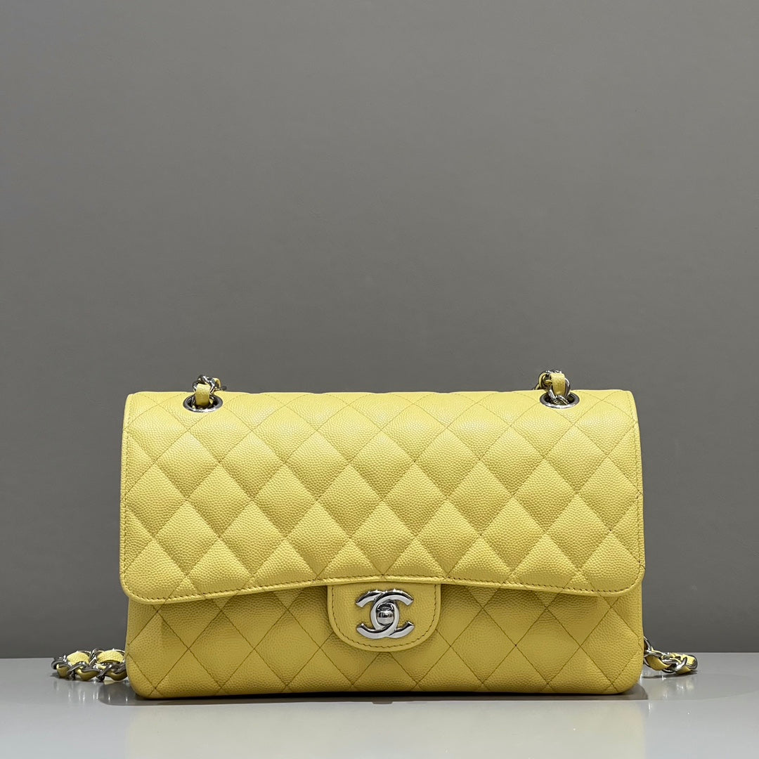 CH CLASSIC 11.12 HANDBAG 25.5 Small Grained Calfskin Yellow
