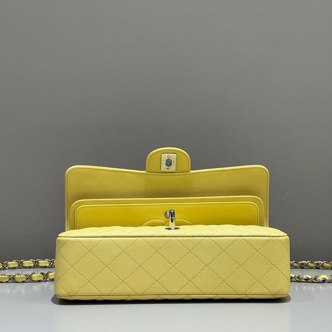 CH CLASSIC 11.12 HANDBAG 25.5 Small Grained Calfskin Yellow