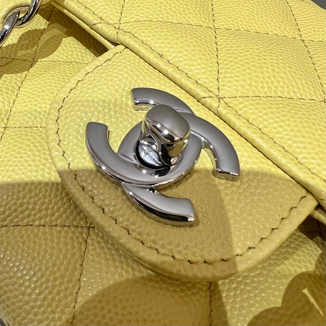 CH CLASSIC 11.12 HANDBAG 25.5 Small Grained Calfskin Yellow