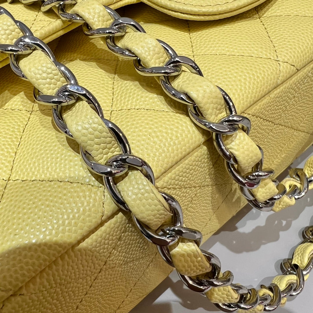 CH CLASSIC 11.12 HANDBAG 25.5 Small Grained Calfskin Yellow