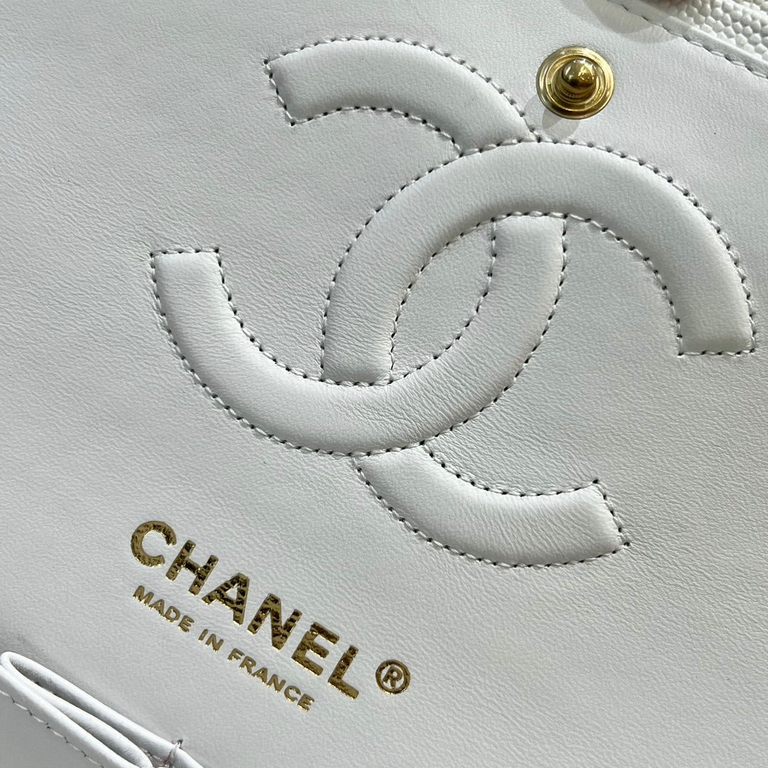CH CLASSIC 11.12 HANDBAG 25.5 Small Grained Calfskin White