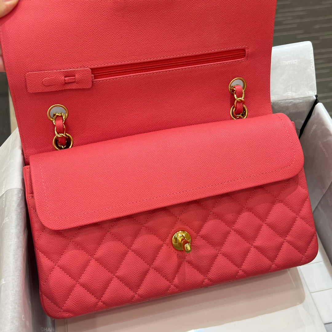 CH CLASSIC 11.12 HANDBAG 25.5 Small Grained Calfskin Orange