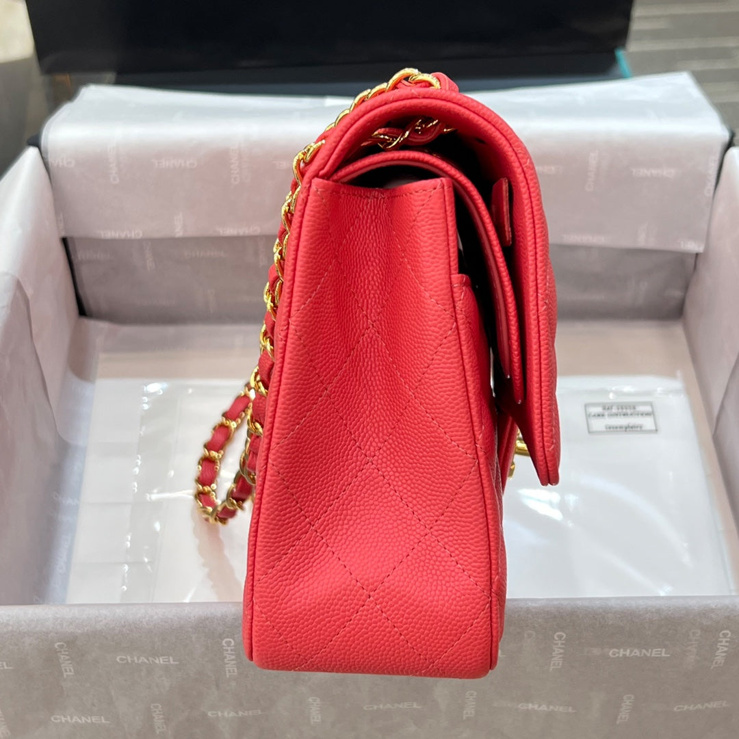 CH CLASSIC 11.12 HANDBAG 25.5 Small Grained Calfskin Orange