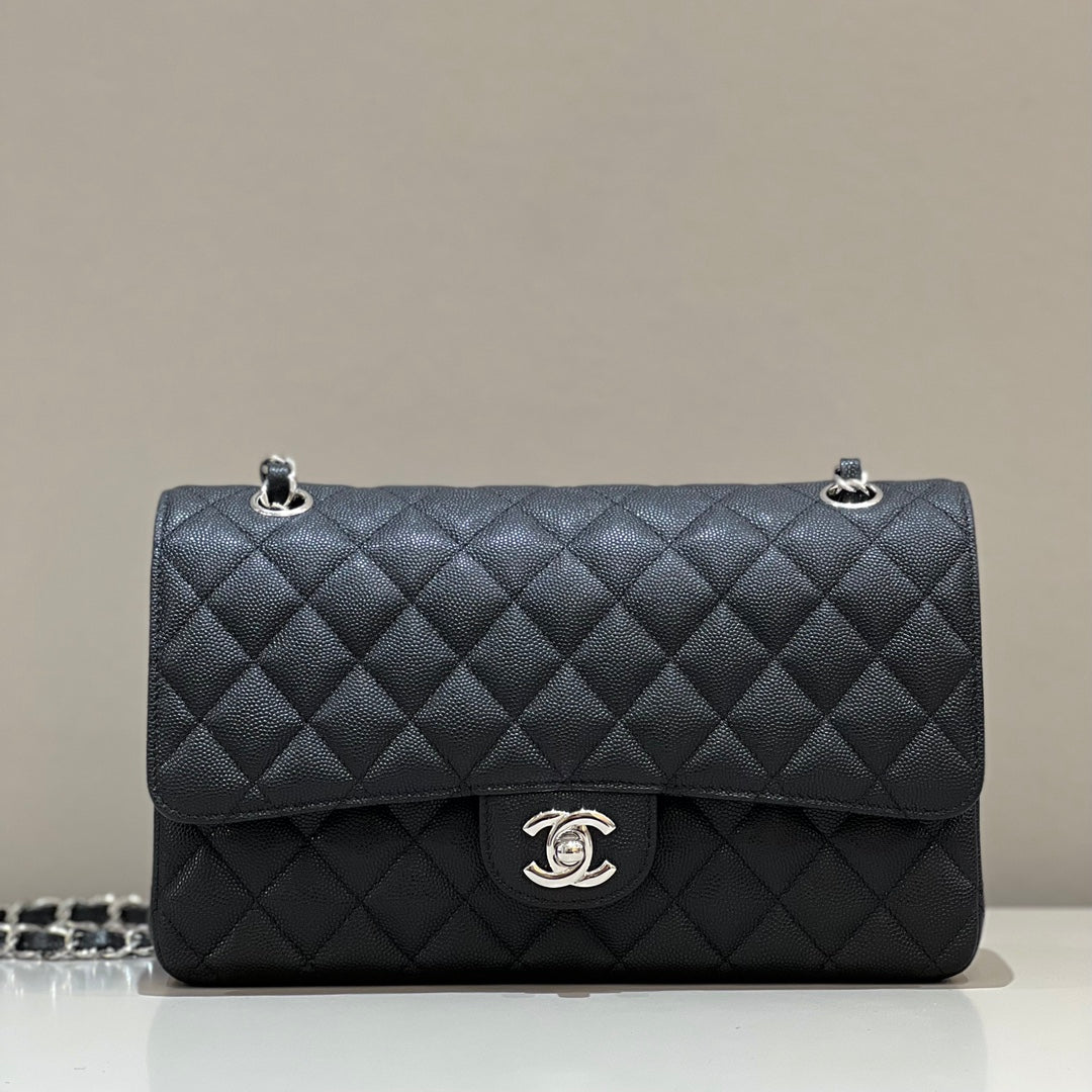 CH CLASSIC 11.12 HANDBAG 25.5 Small Grained Calfskin Black