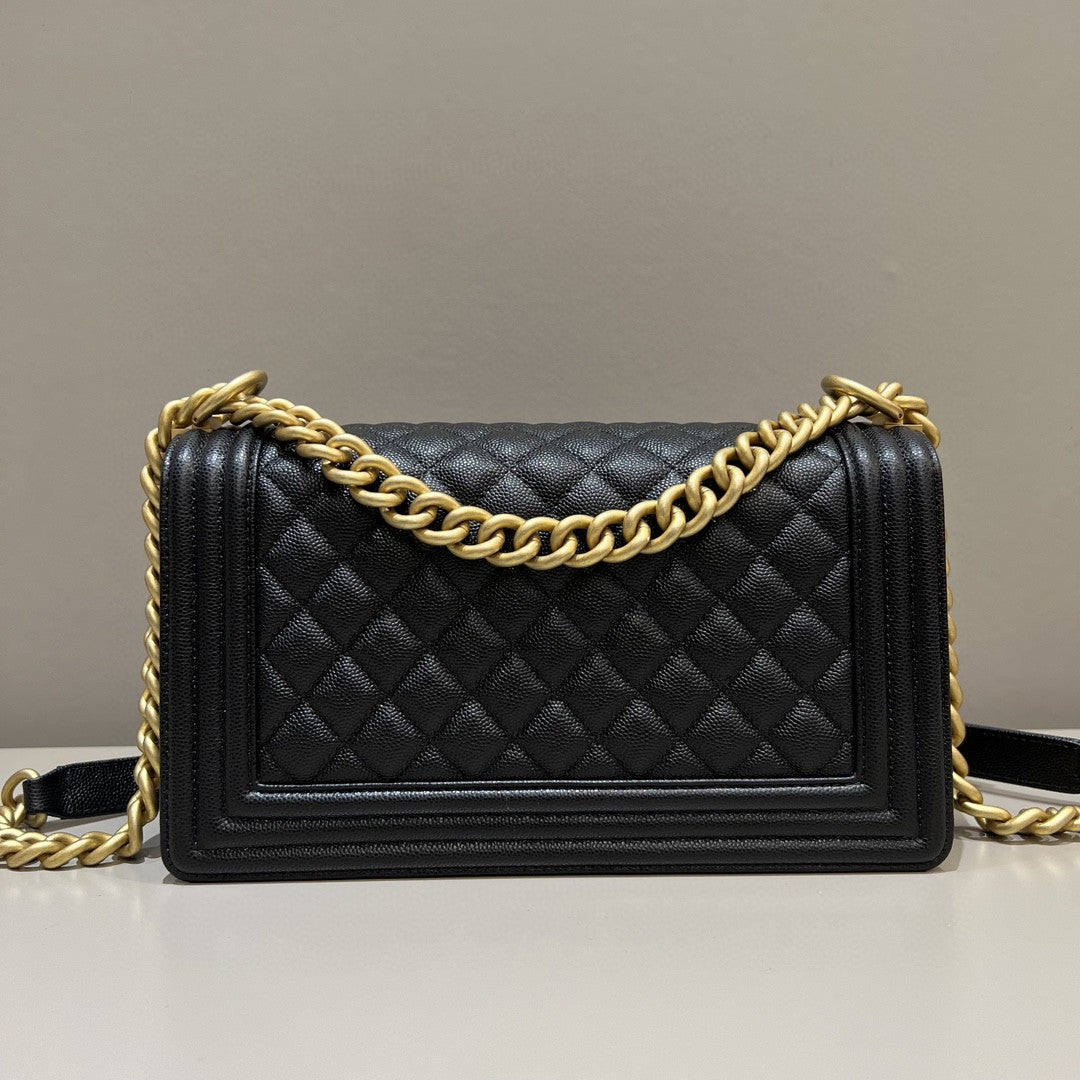 CH BOY HANDBAG 25 Small Grained Calfskin Black