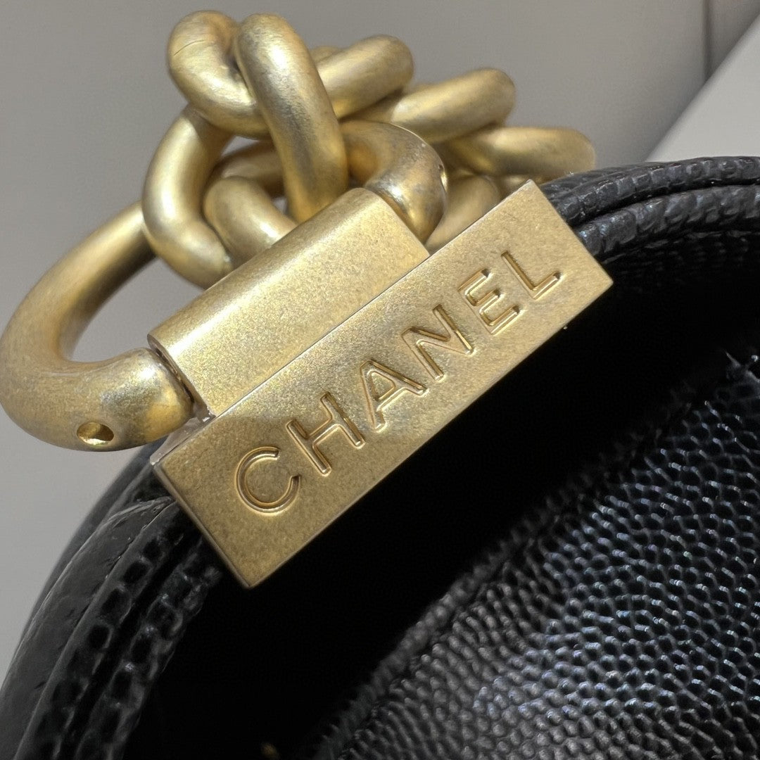 CH BOY HANDBAG 25 Small Grained Calfskin Black