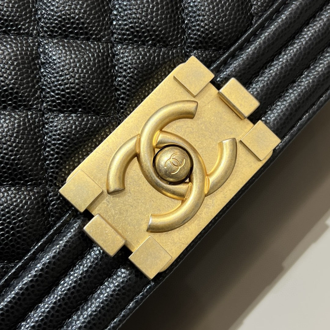 CH BOY HANDBAG 25 Small Grained Calfskin Black