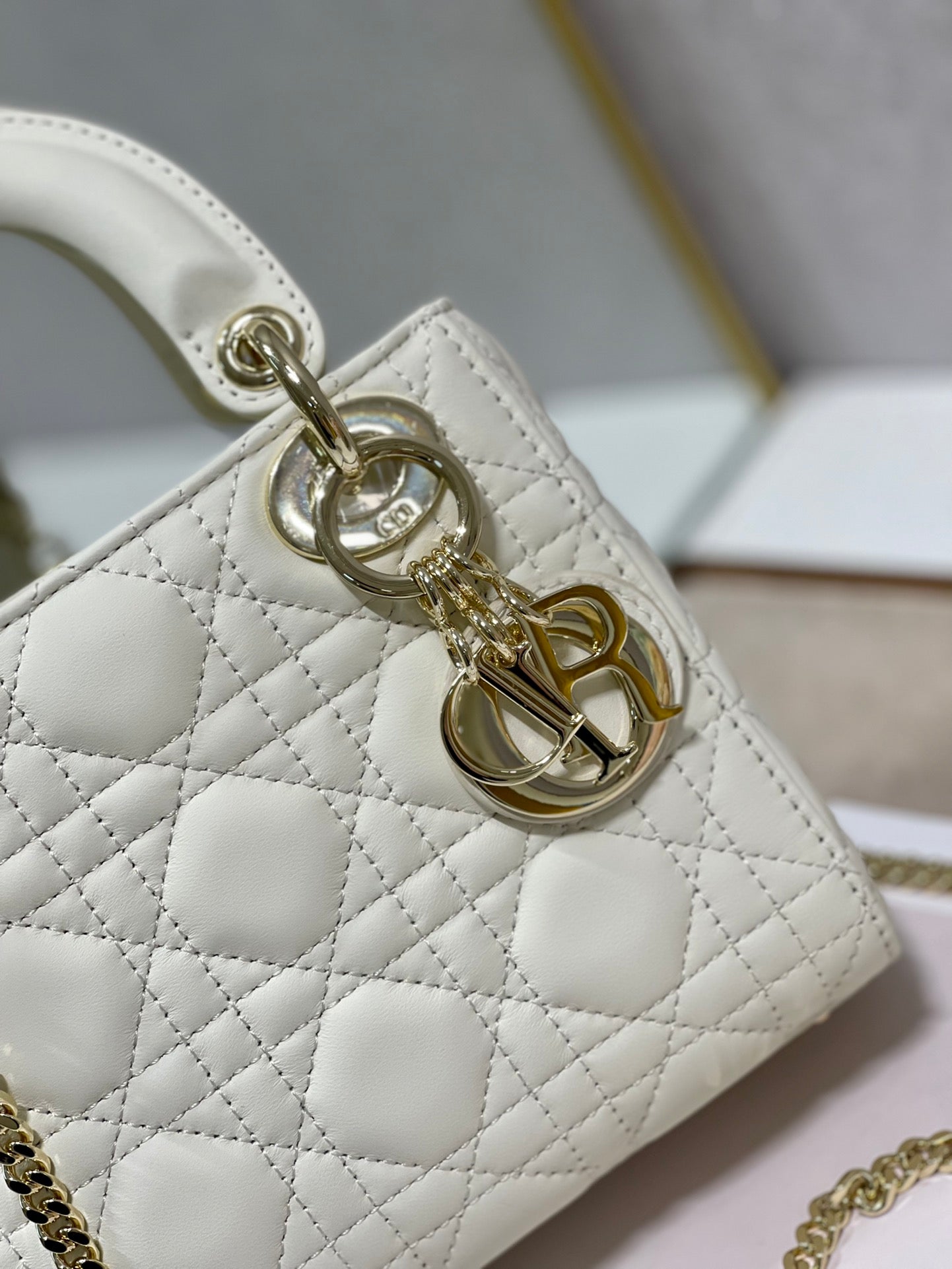 DO Mini Lady Bag Latte Cannage Lambskin