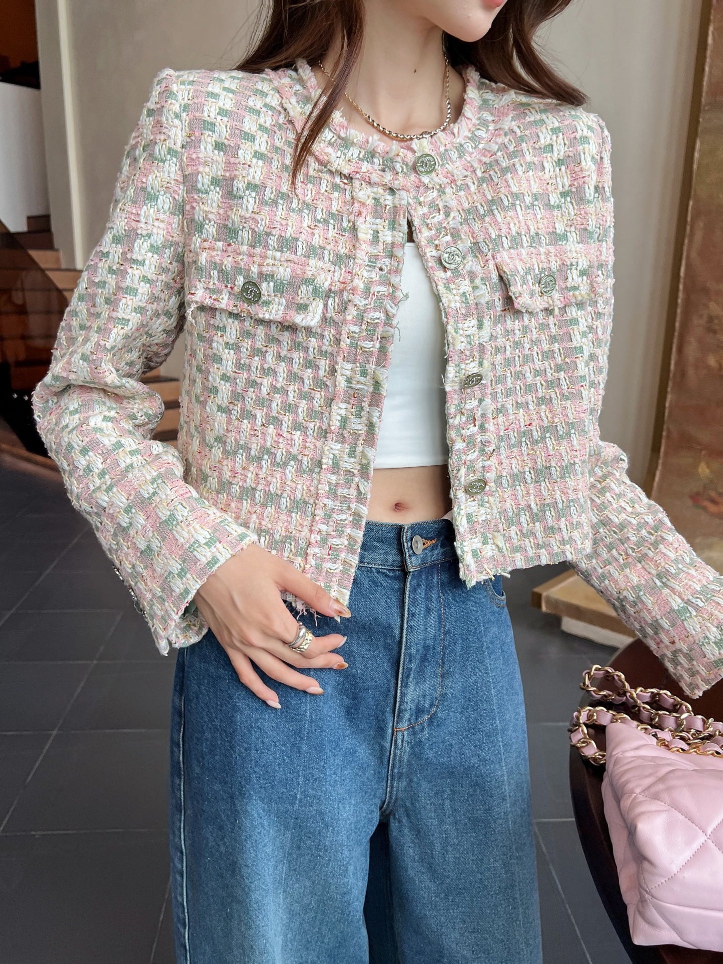 ch 24fw woven blazer