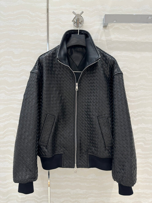 Bo 24fw woven leather jacket