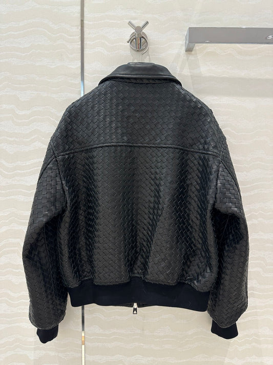 Bo 24fw woven leather jacket