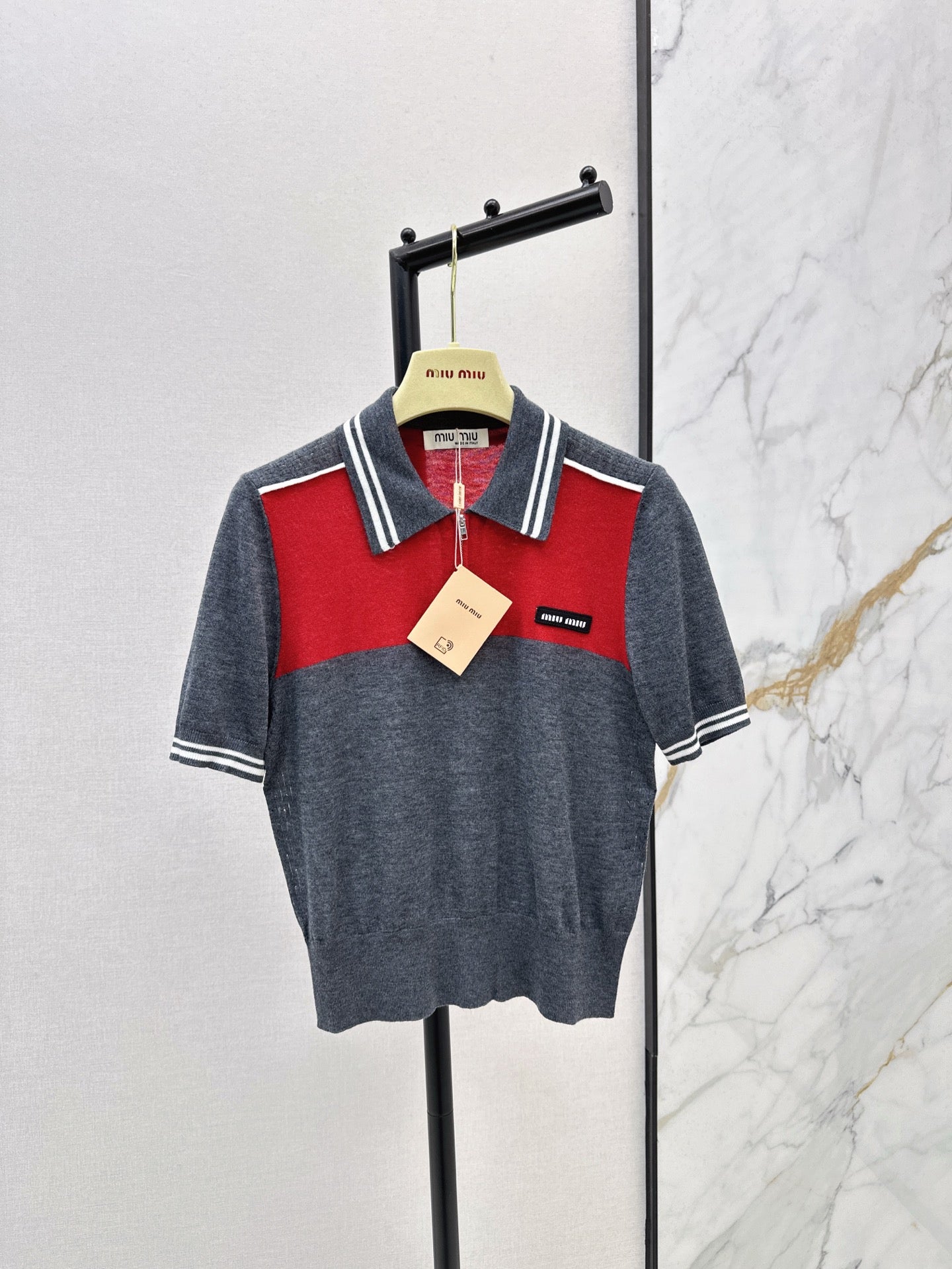 miu 25ss knitted polo shirt