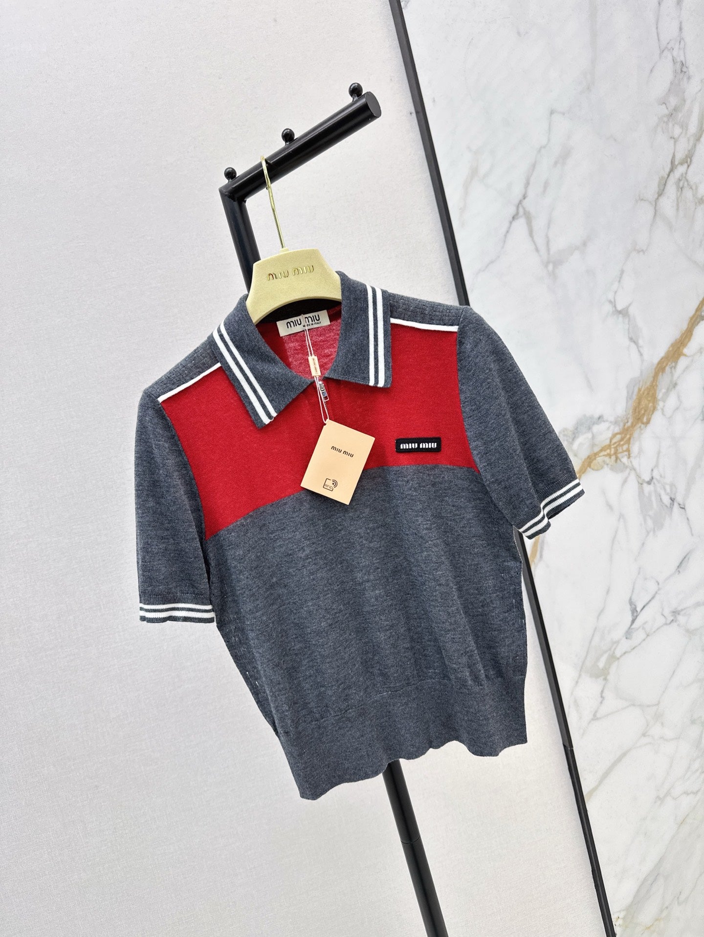 miu 25ss knitted polo shirt