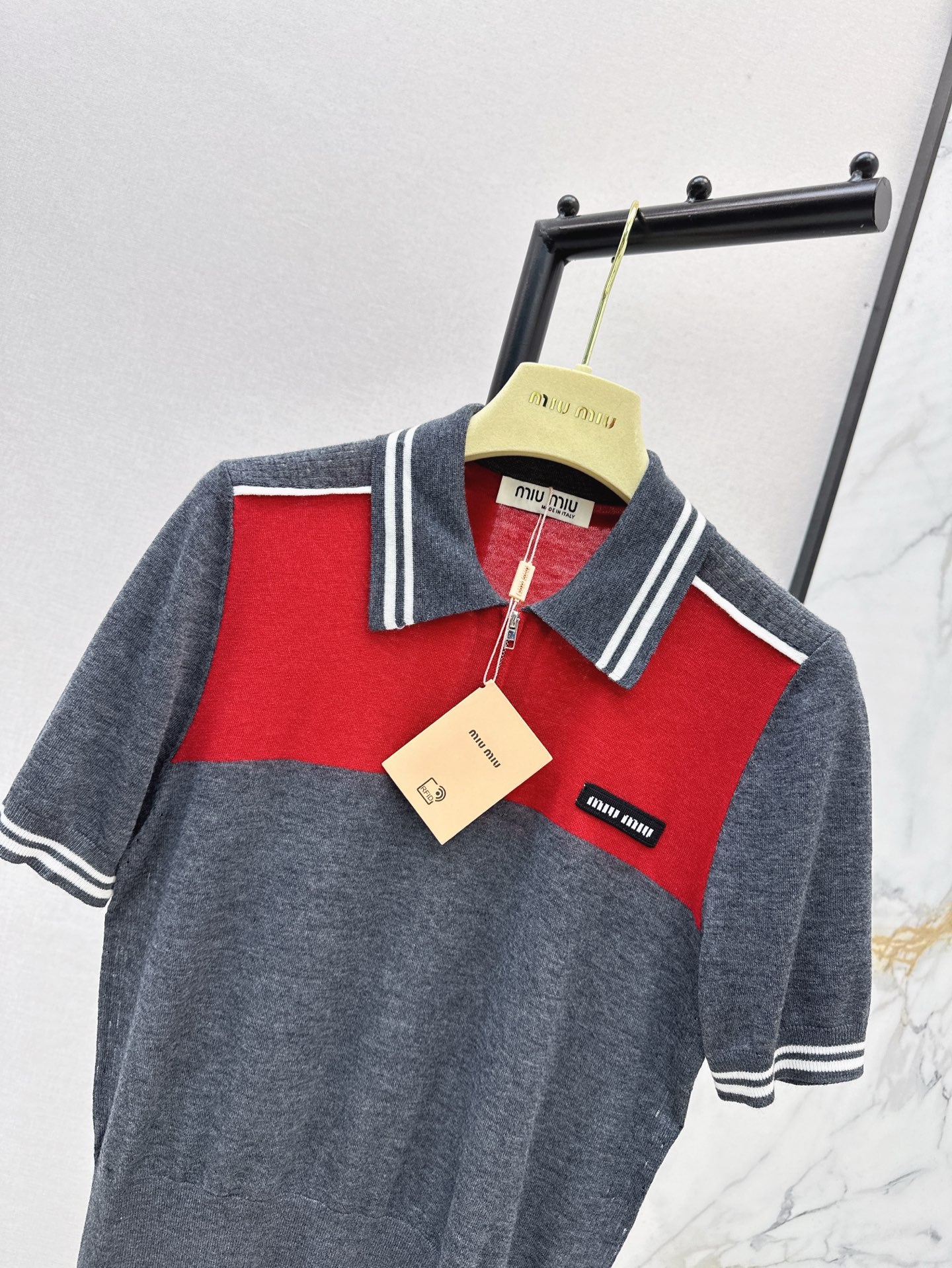 miu 25ss knitted polo shirt