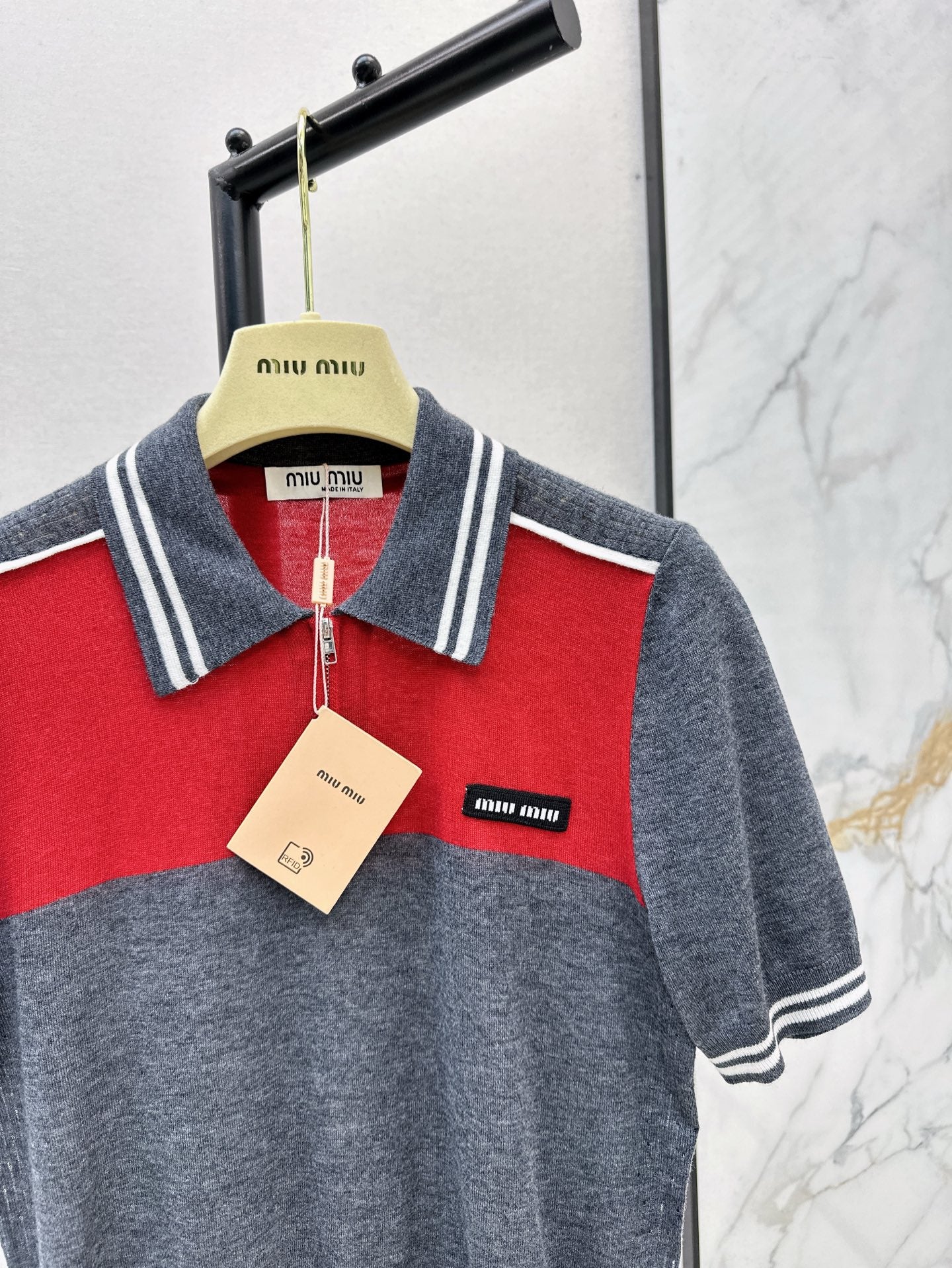 miu 25ss knitted polo shirt