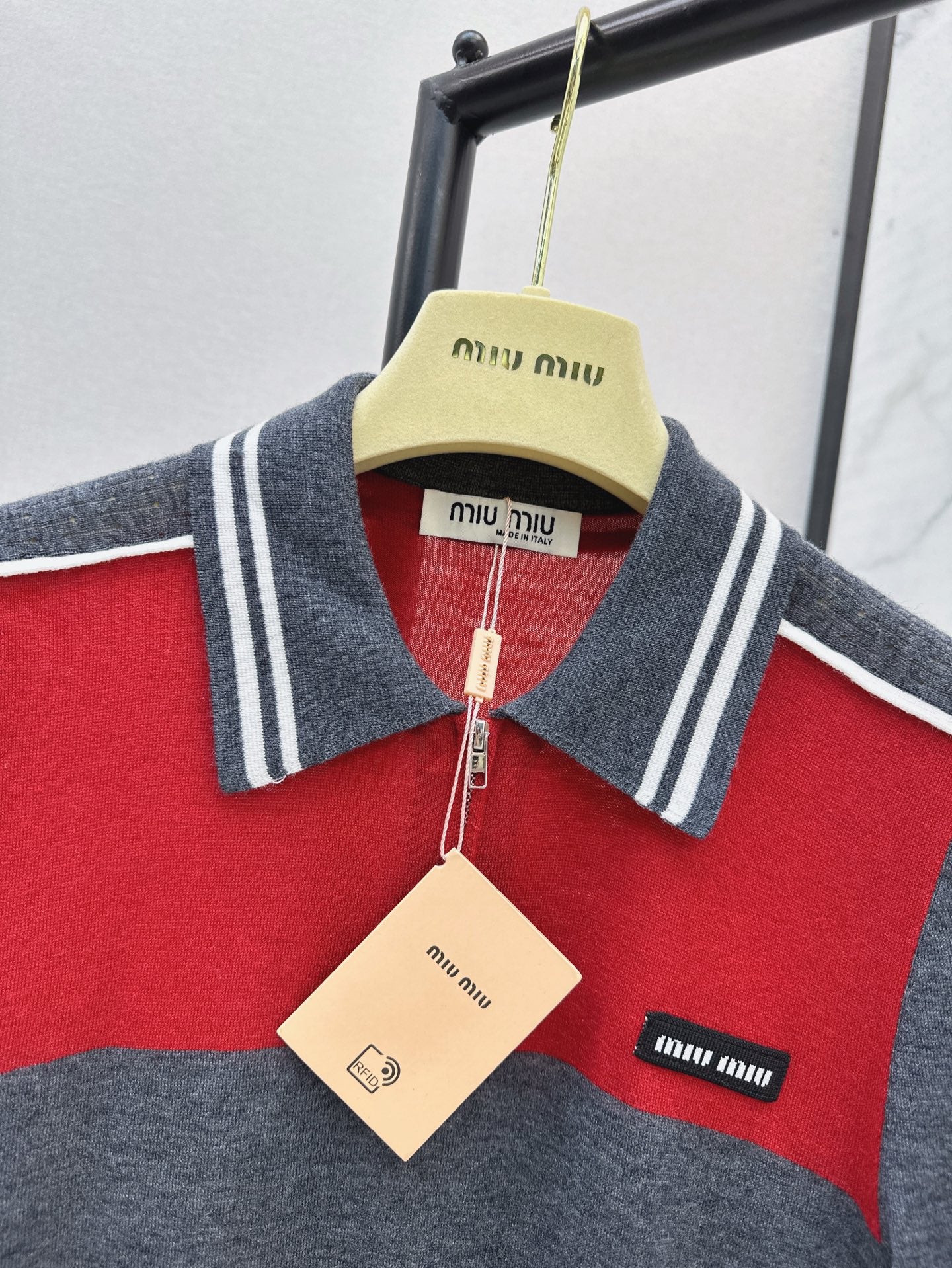 miu 25ss knitted polo shirt
