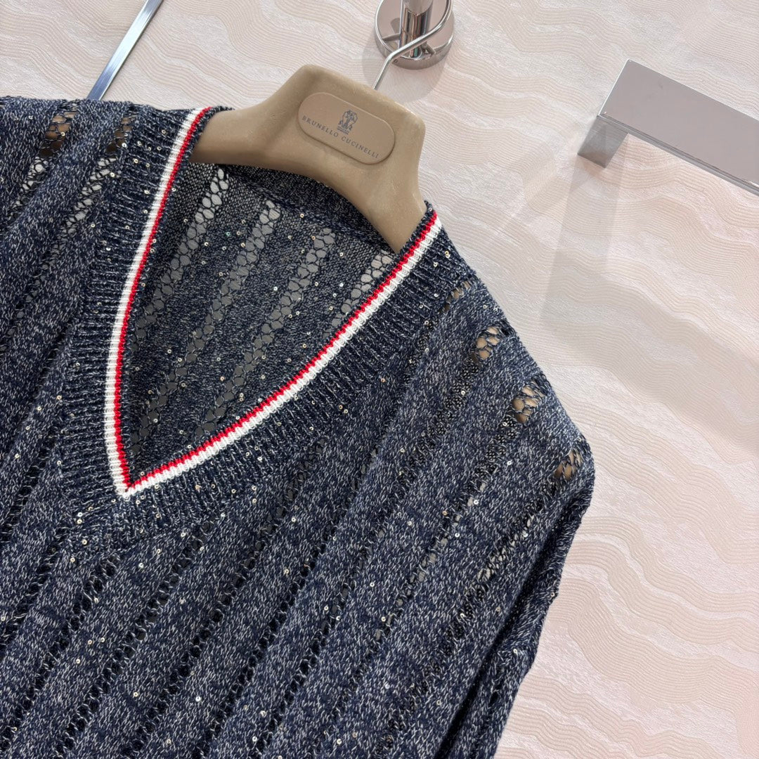 brunello 25ss v neck knitted sweater