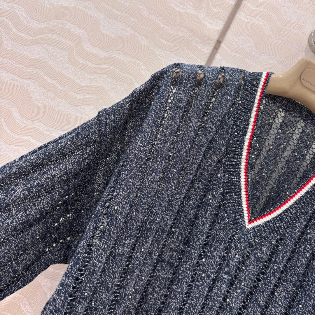 brunello 25ss v neck knitted sweater