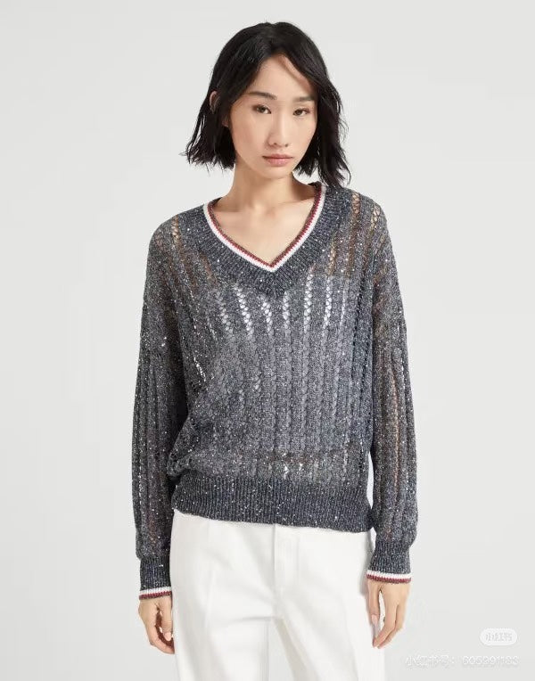 brunello 25ss v neck knitted sweater