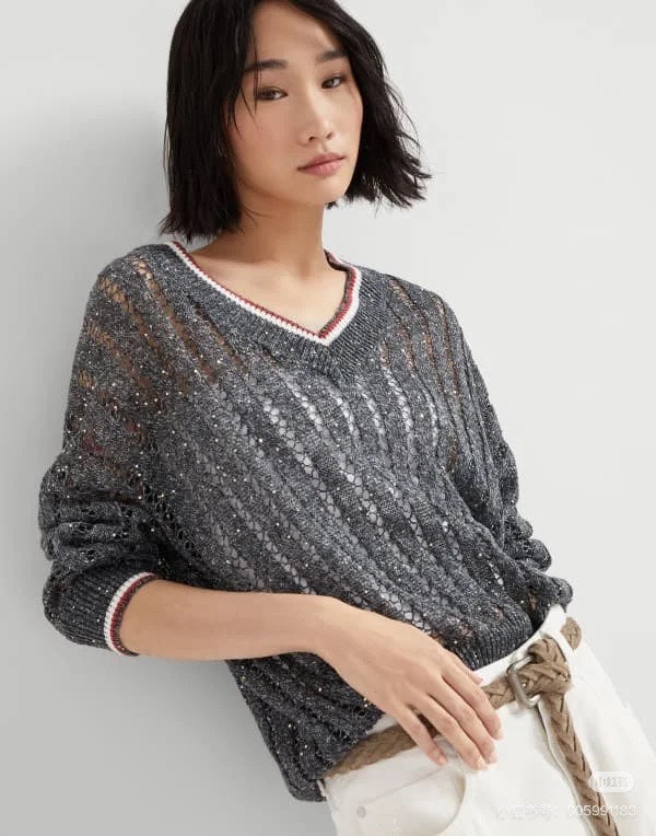 brunello 25ss v neck knitted sweater