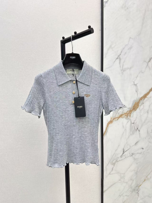 Fe 25ss knitted polo shirt