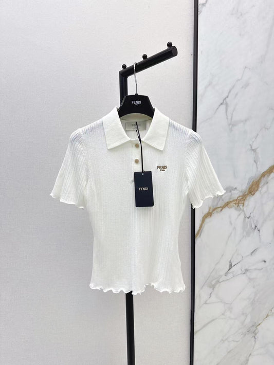 Fe 25ss knitted polo shirt