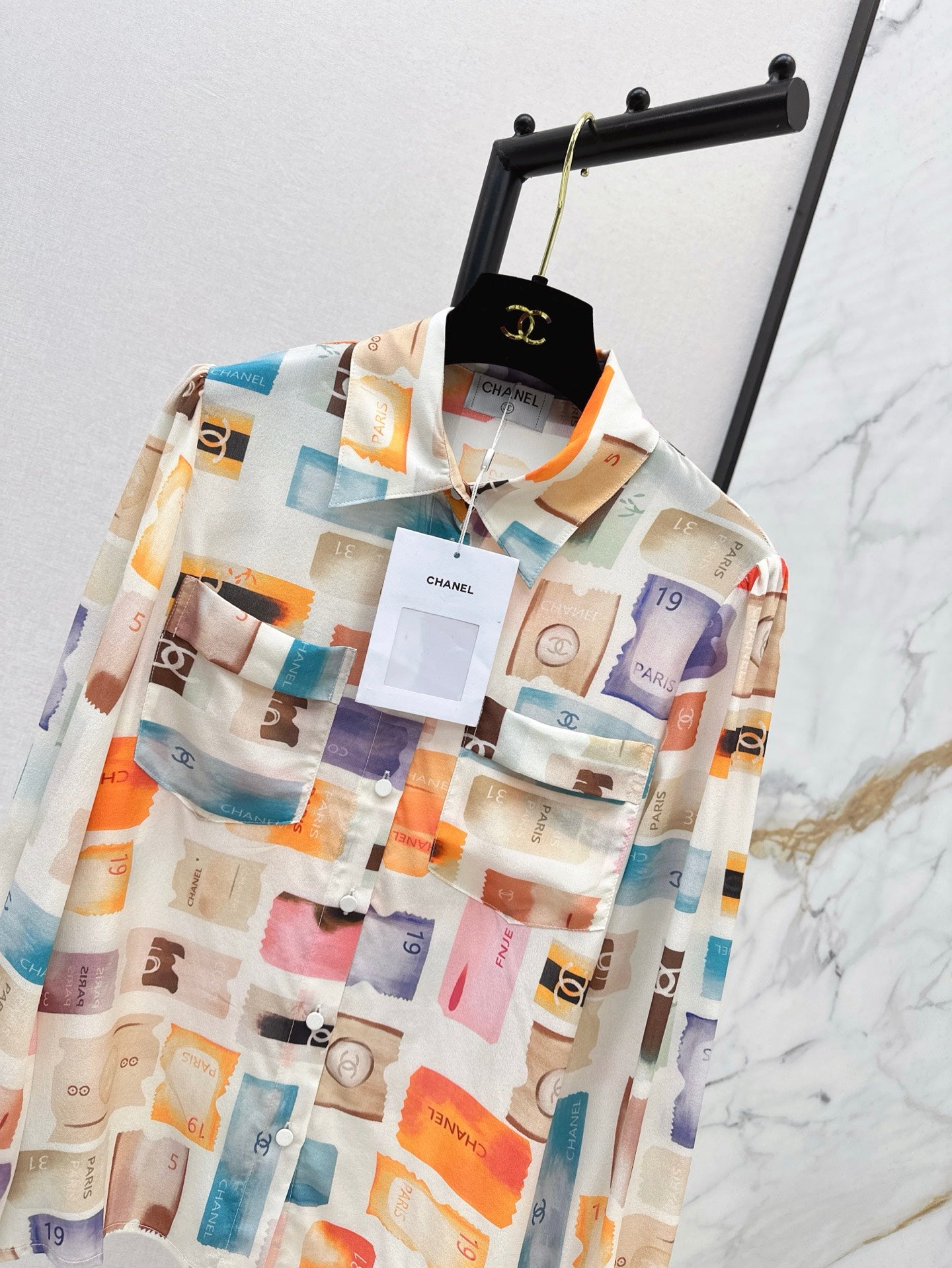 Chan 25ss silk buttons shirt
