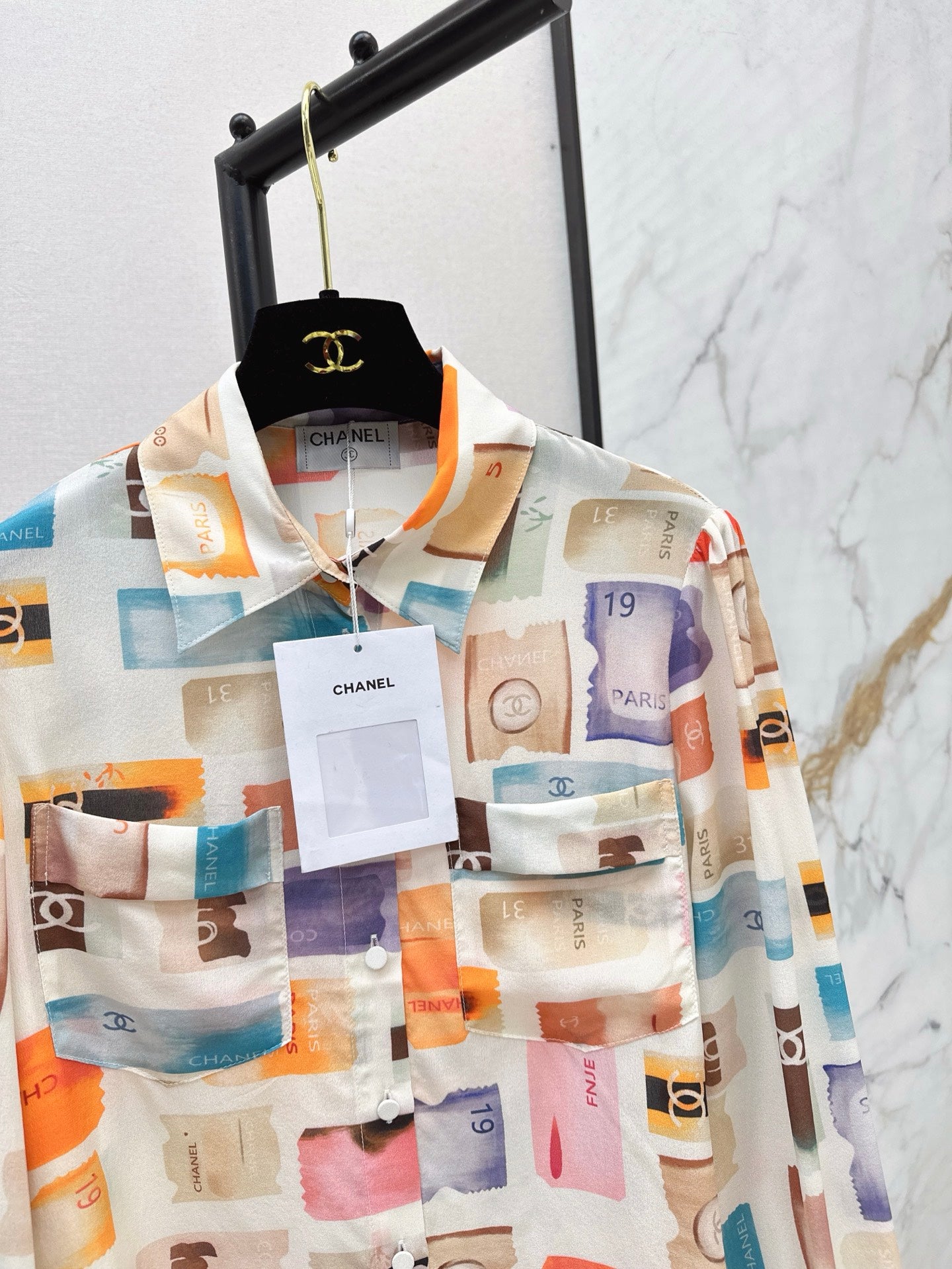 Chan 25ss silk buttons shirt