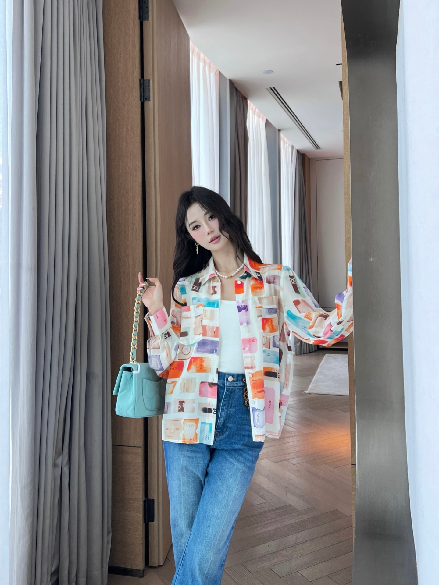 Chan 25ss silk buttons shirt