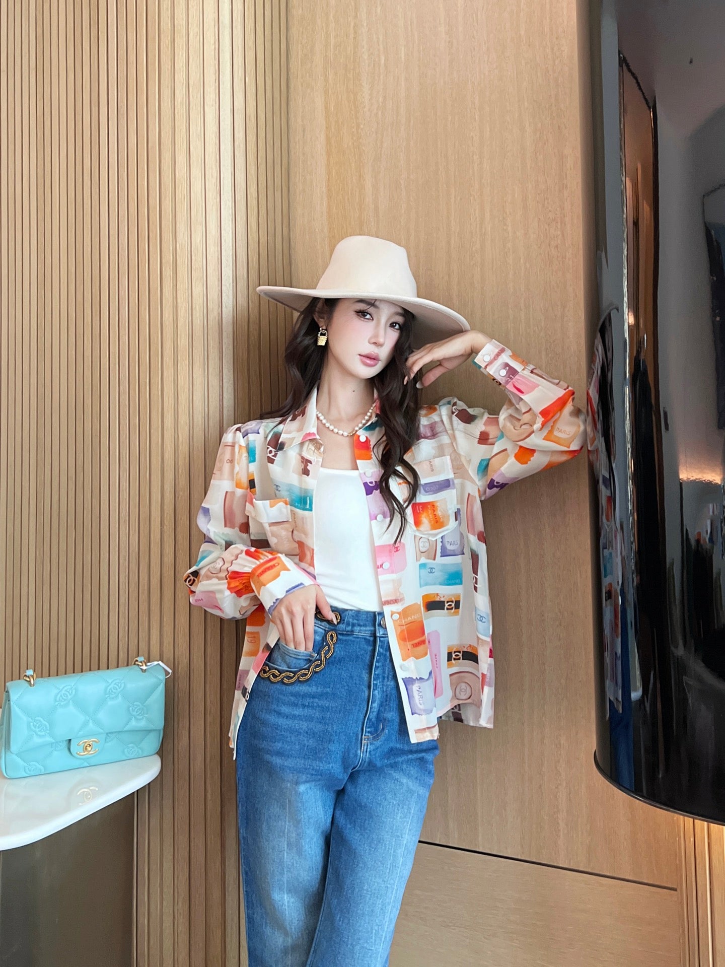 Chan 25ss silk buttons shirt