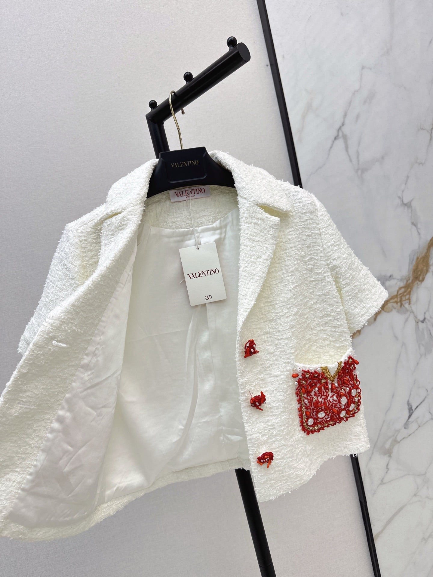 valenti 25ss beaded short sleeve jacket