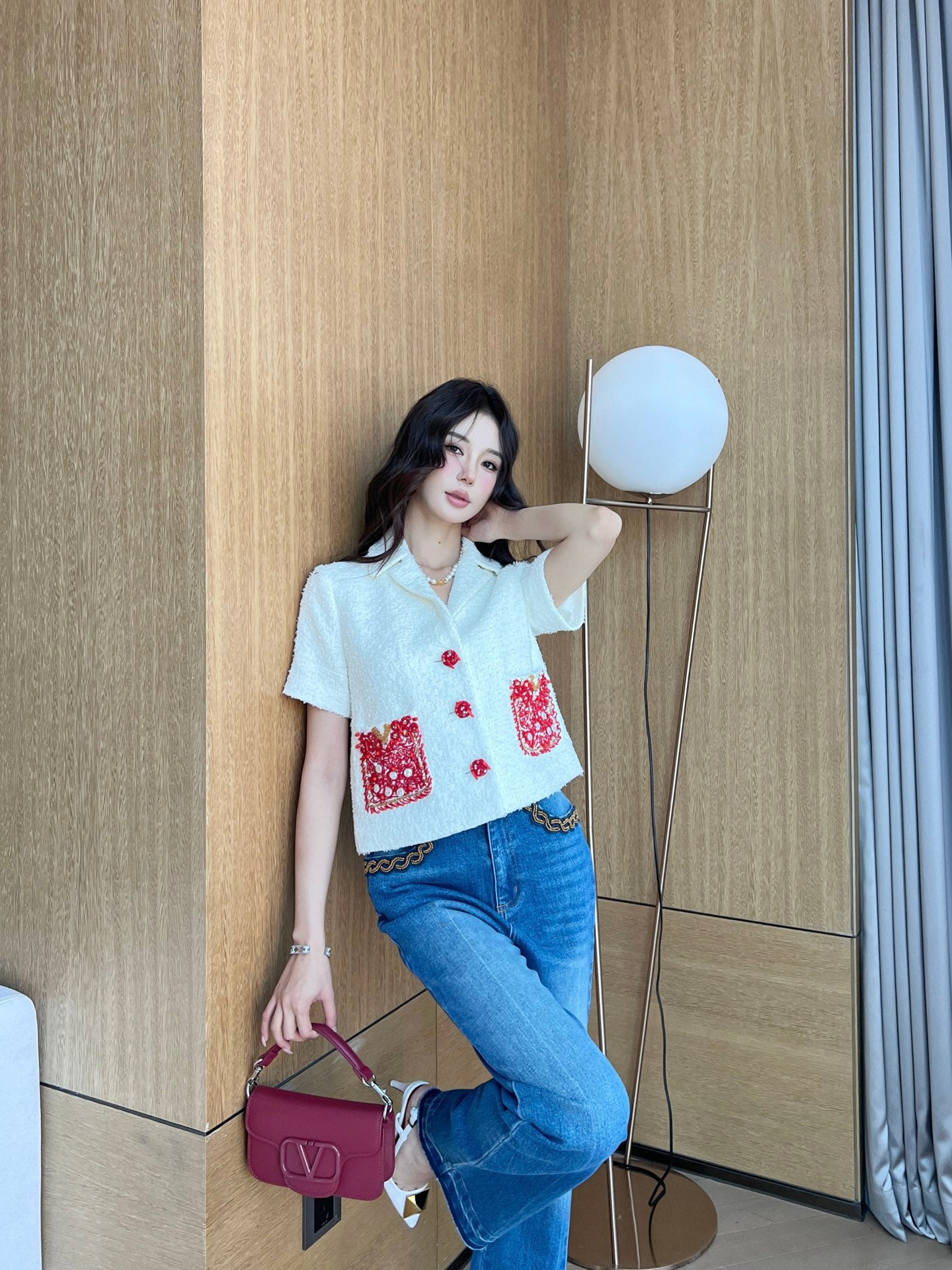 valenti 25ss beaded short sleeve jacket