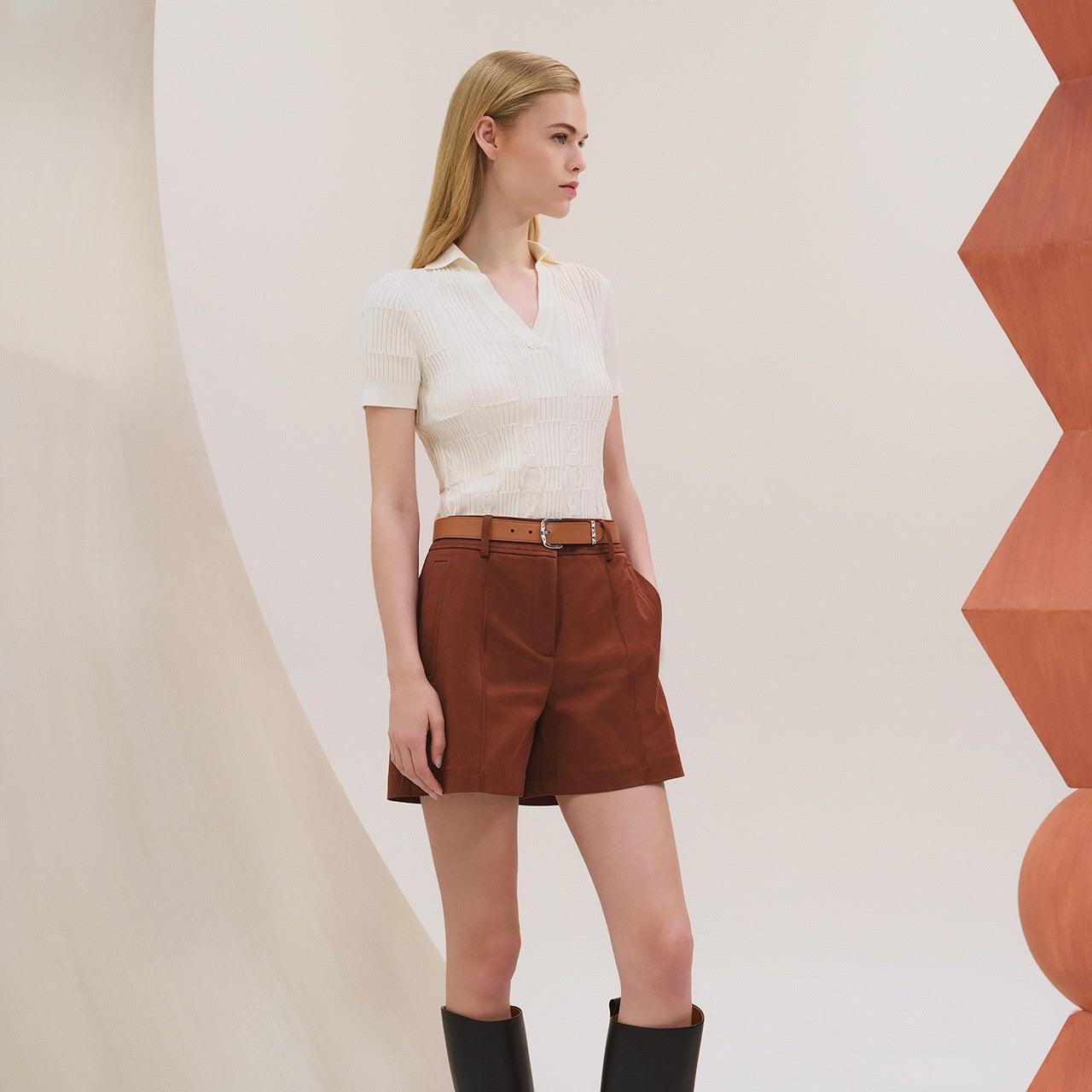Herm 25ss knitted polo shirt