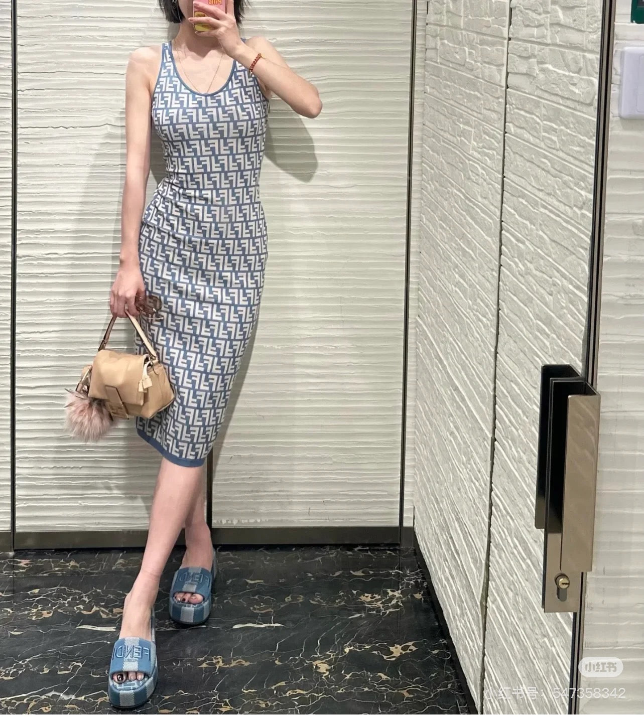 Fend 25ss jacquard knitted dress