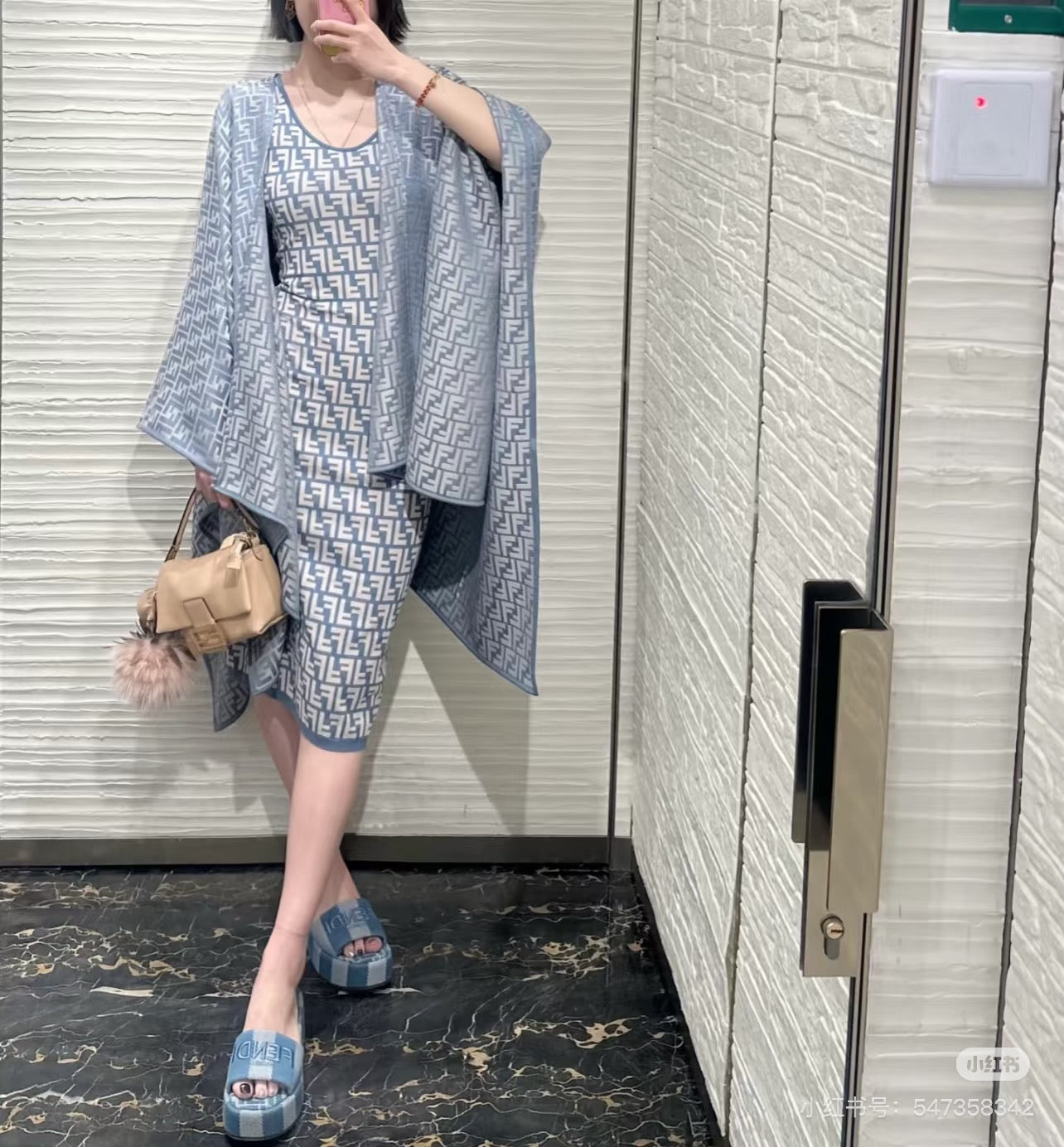 Fend 25ss jacquard knitted dress