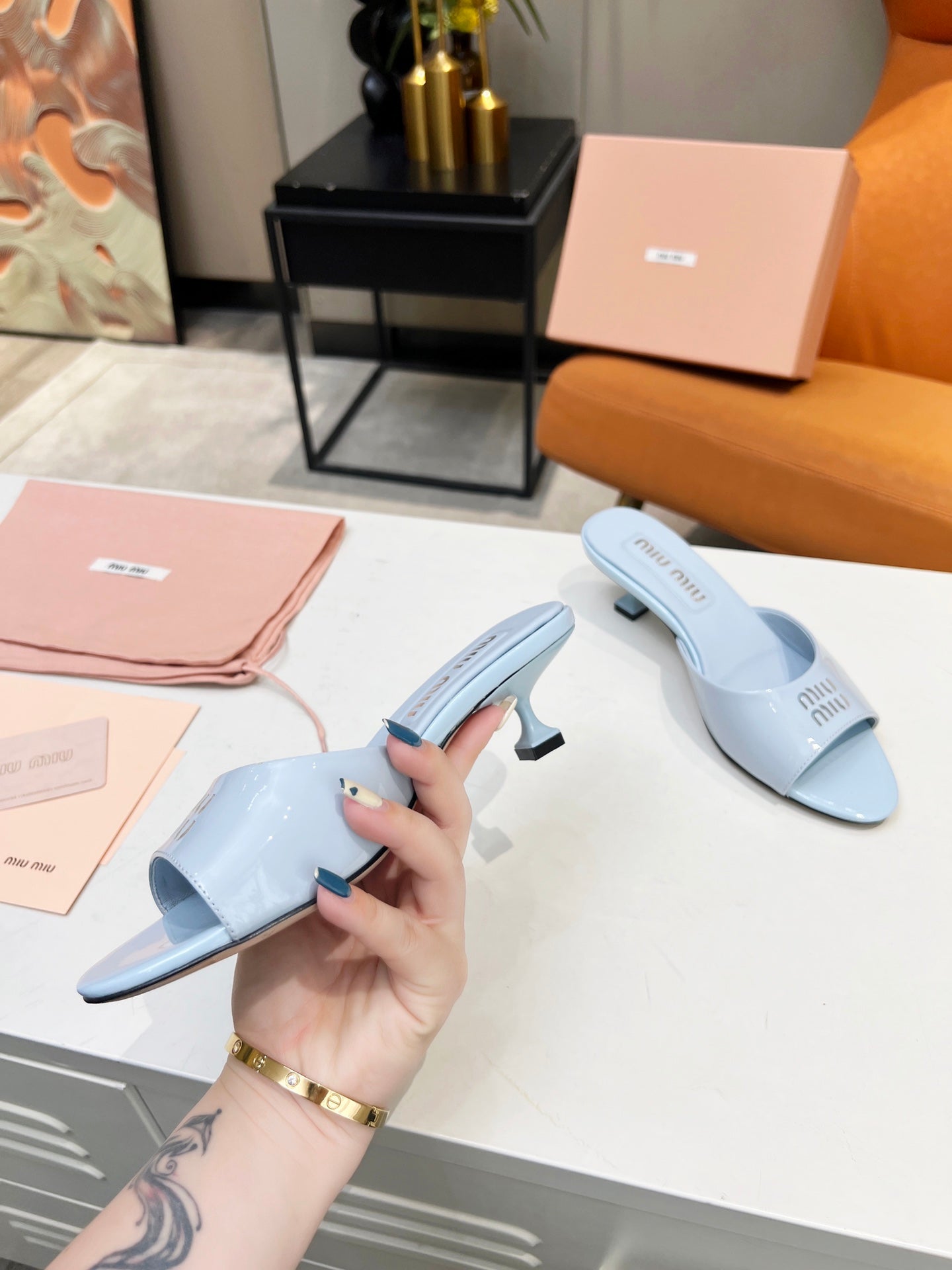 MIU leather slippers