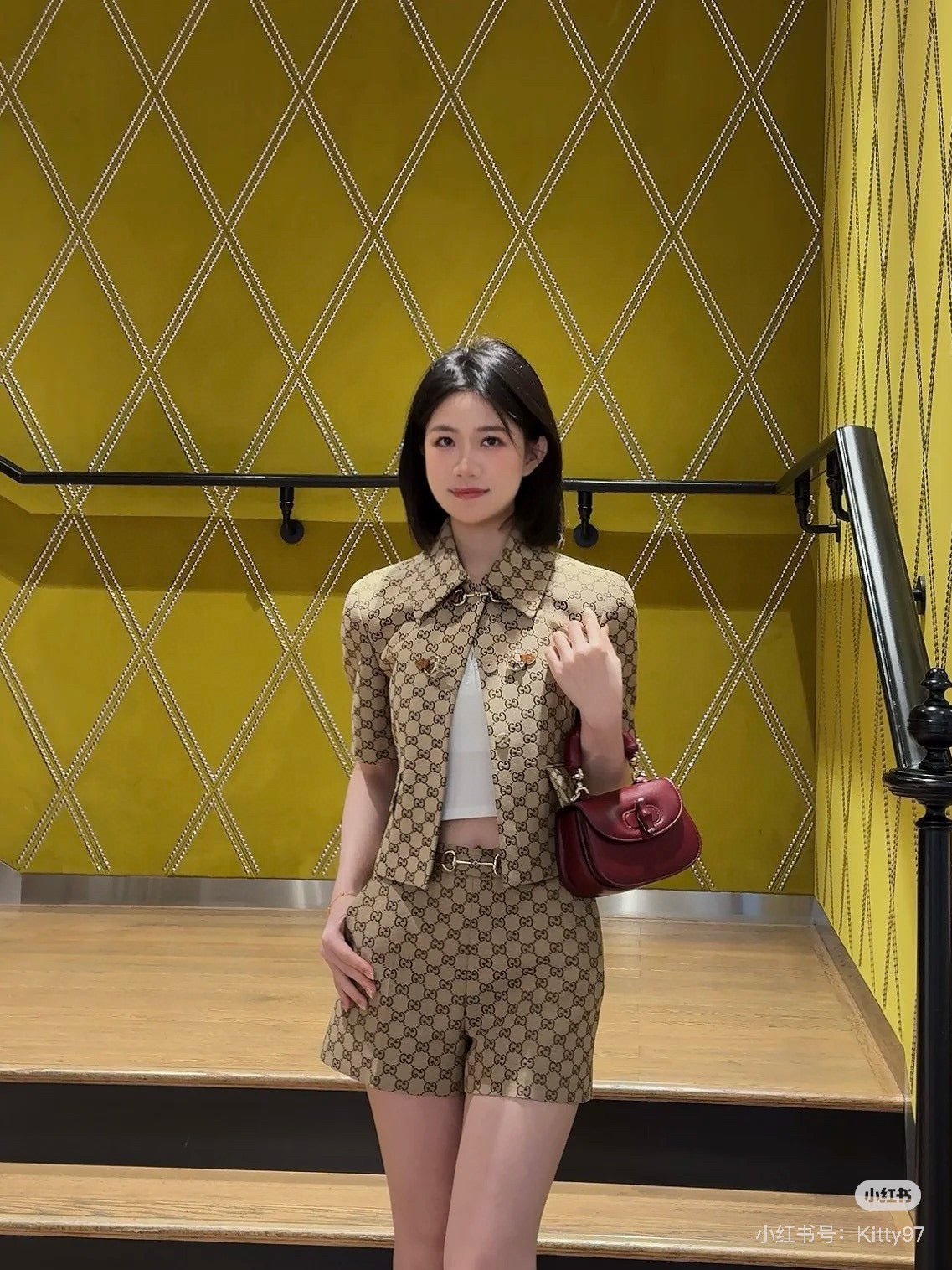 Guc 25ss jacquard short sleeve suit