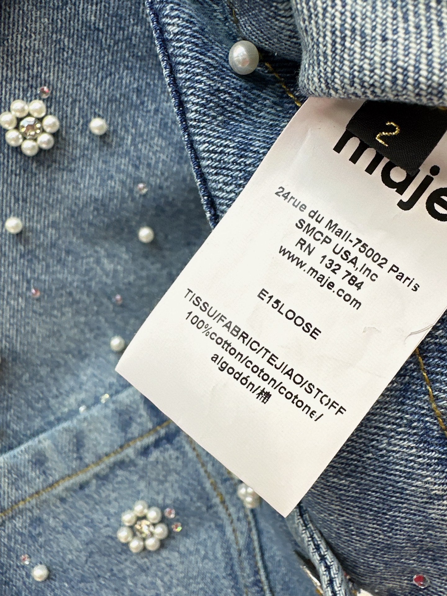 maj 25ss beaded denim jacket