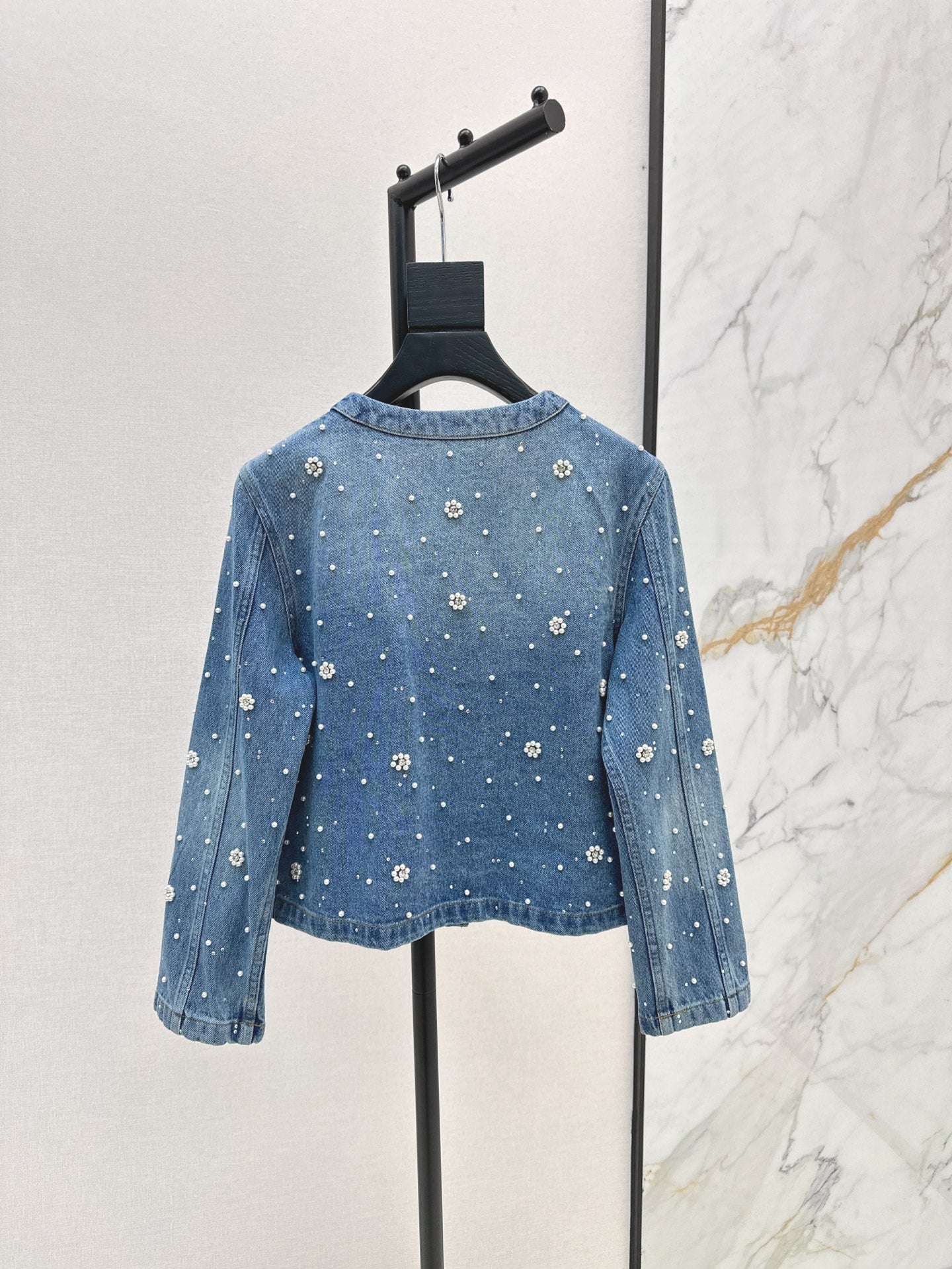 maj 25ss beaded denim jacket