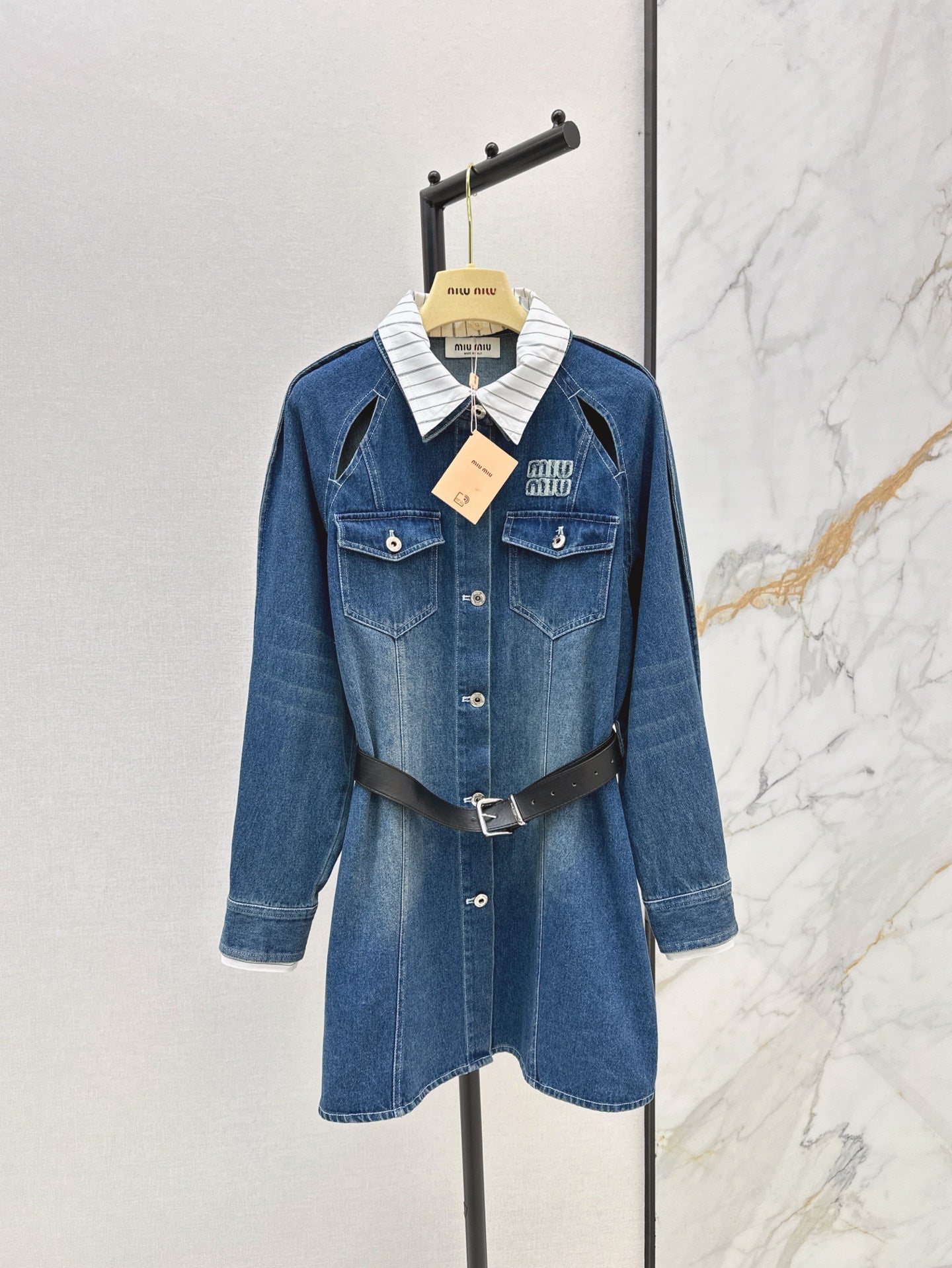 miu 25ss denim shirt dress