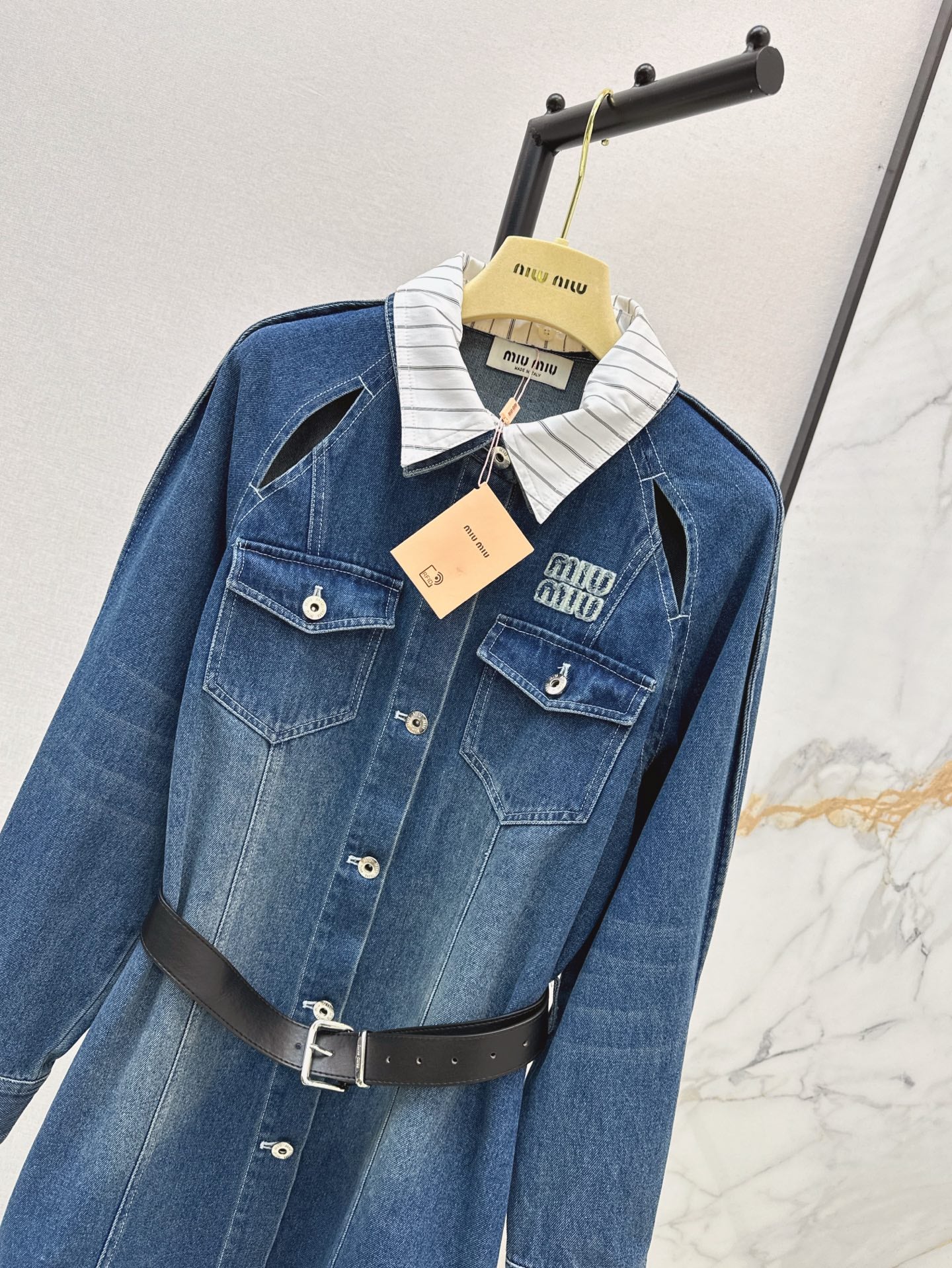 miu 25ss denim shirt dress
