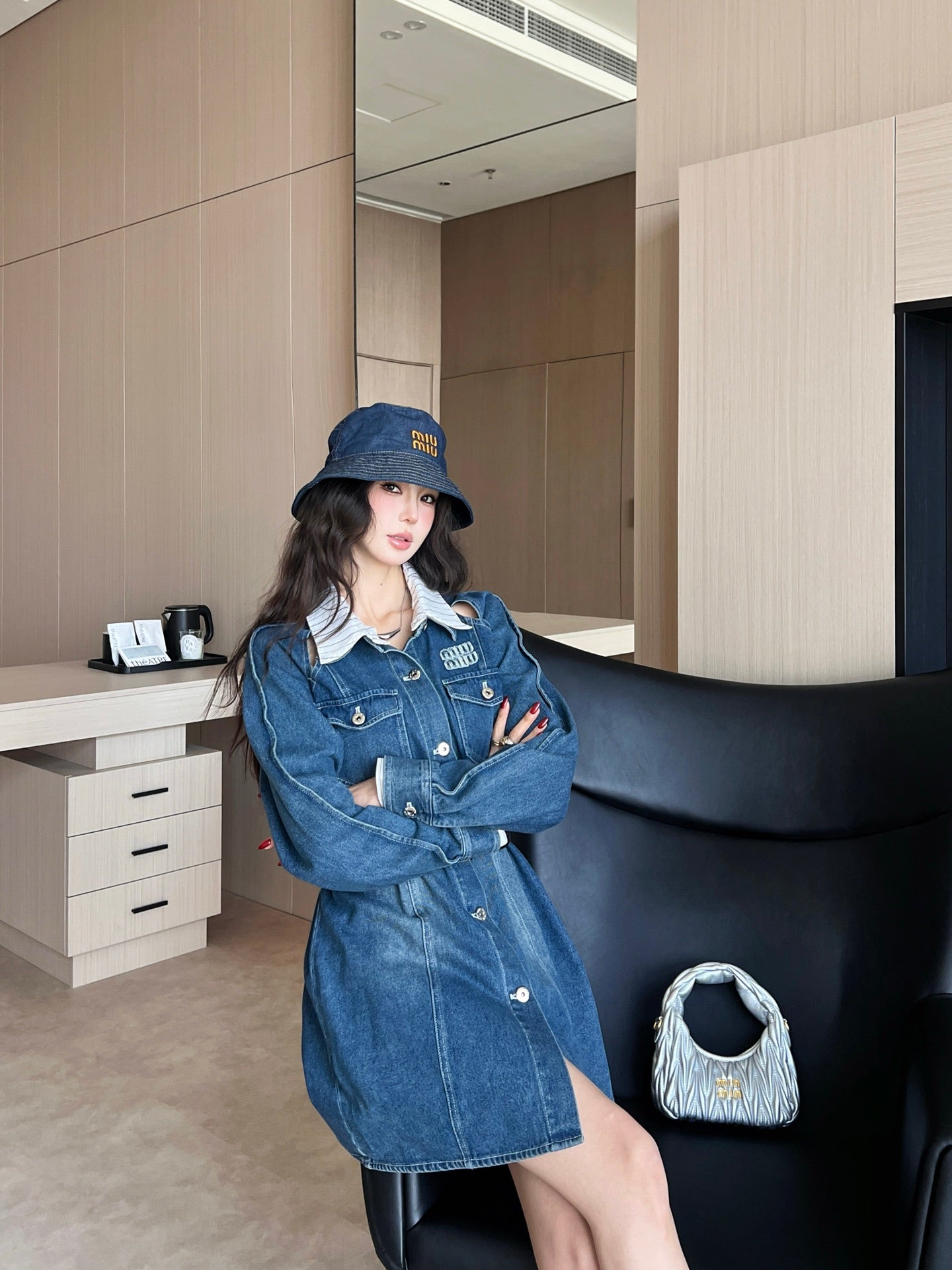 miu 25ss denim shirt dress