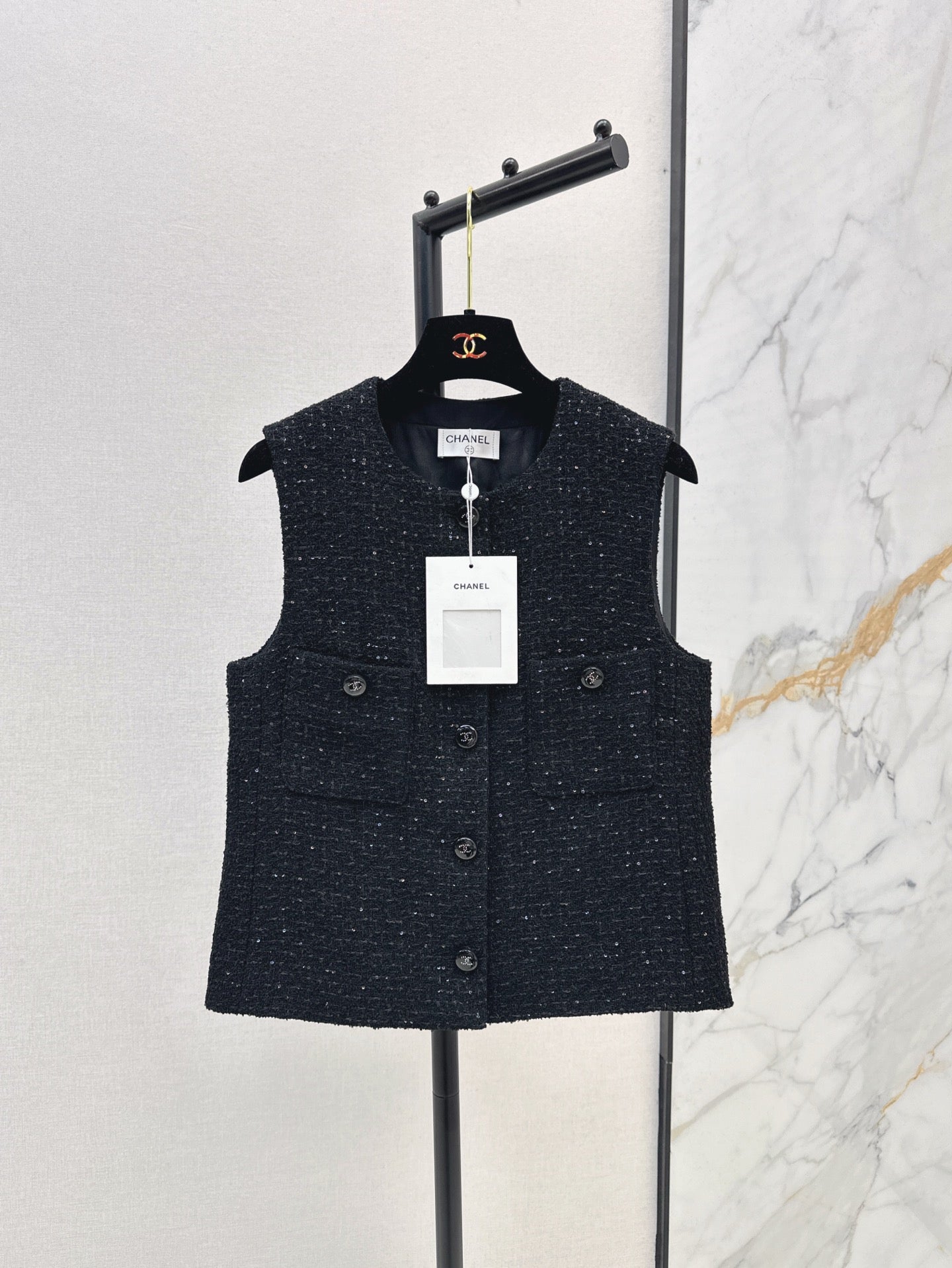 Chan 25ss rhinestone vest