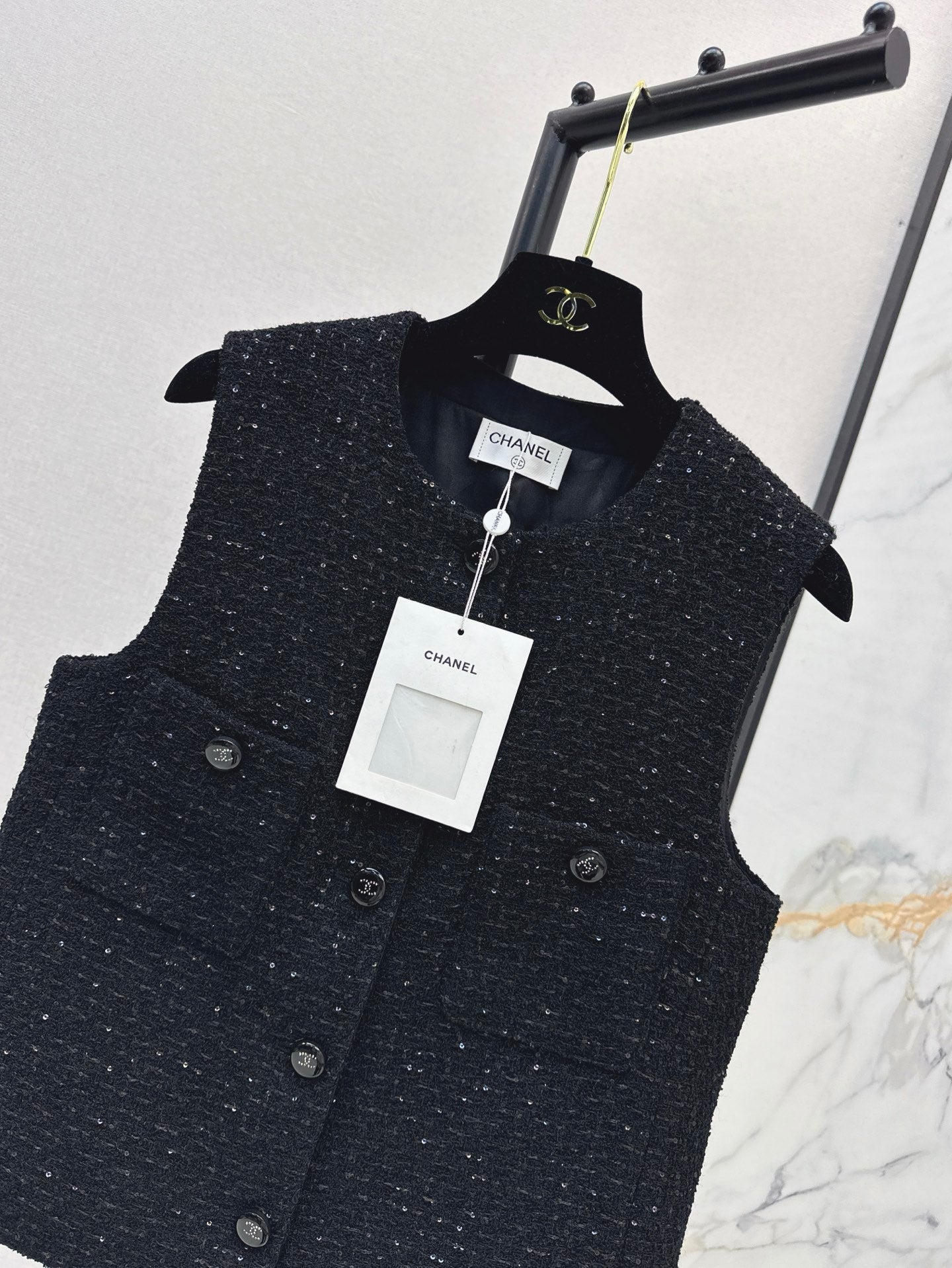 Chan 25ss rhinestone vest